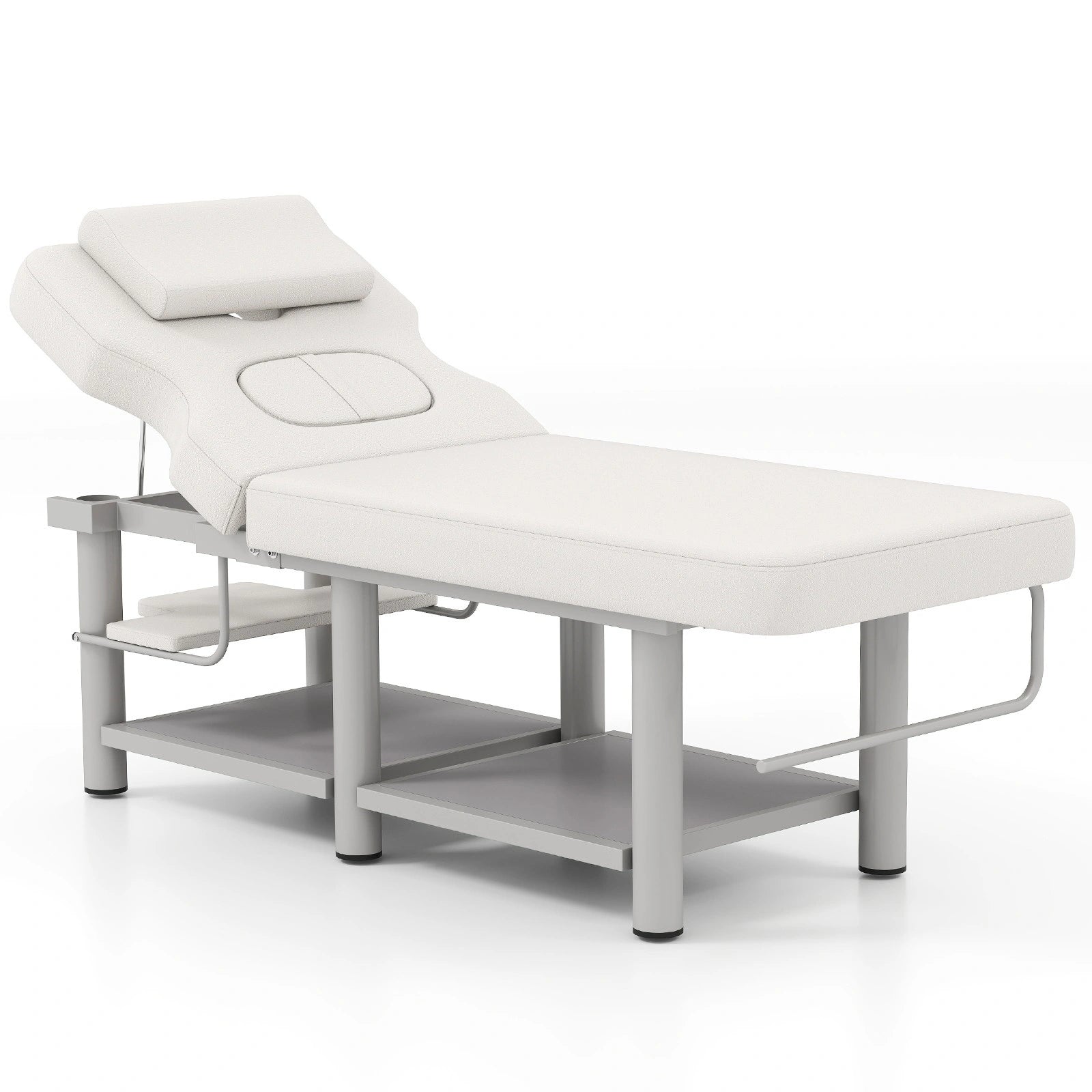 #2085 Heavy Duty Professional Stationary Massage Table, Wide Spa Facial Bed with Backrest