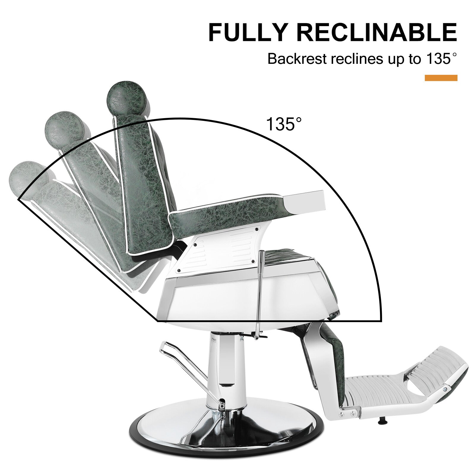 #5274 Vintage Heavy Duty Recline Hydraulic Barber Chair (Green)