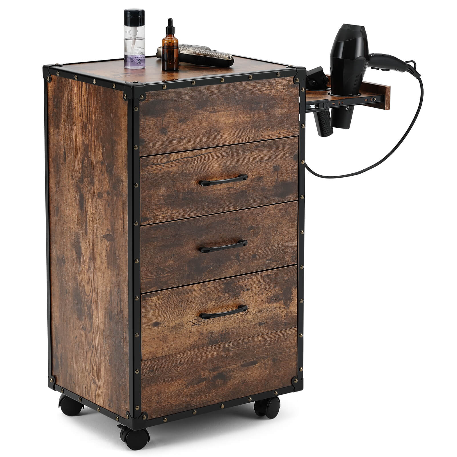 #7015 Vintage Rolling Salon Station Beauty Barber Spa Trolley Storage Cart