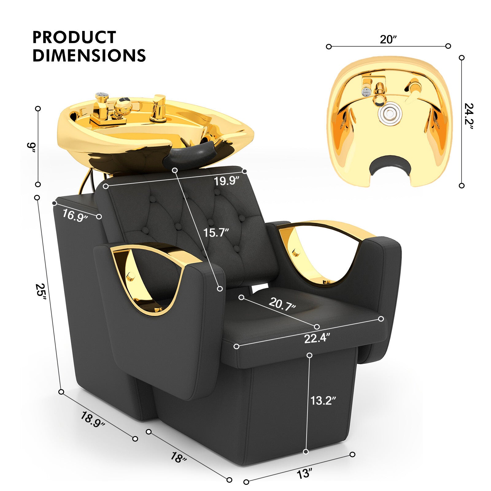 #5045Gold Barber Chairs Package with #1066Gold Shampoo Bed