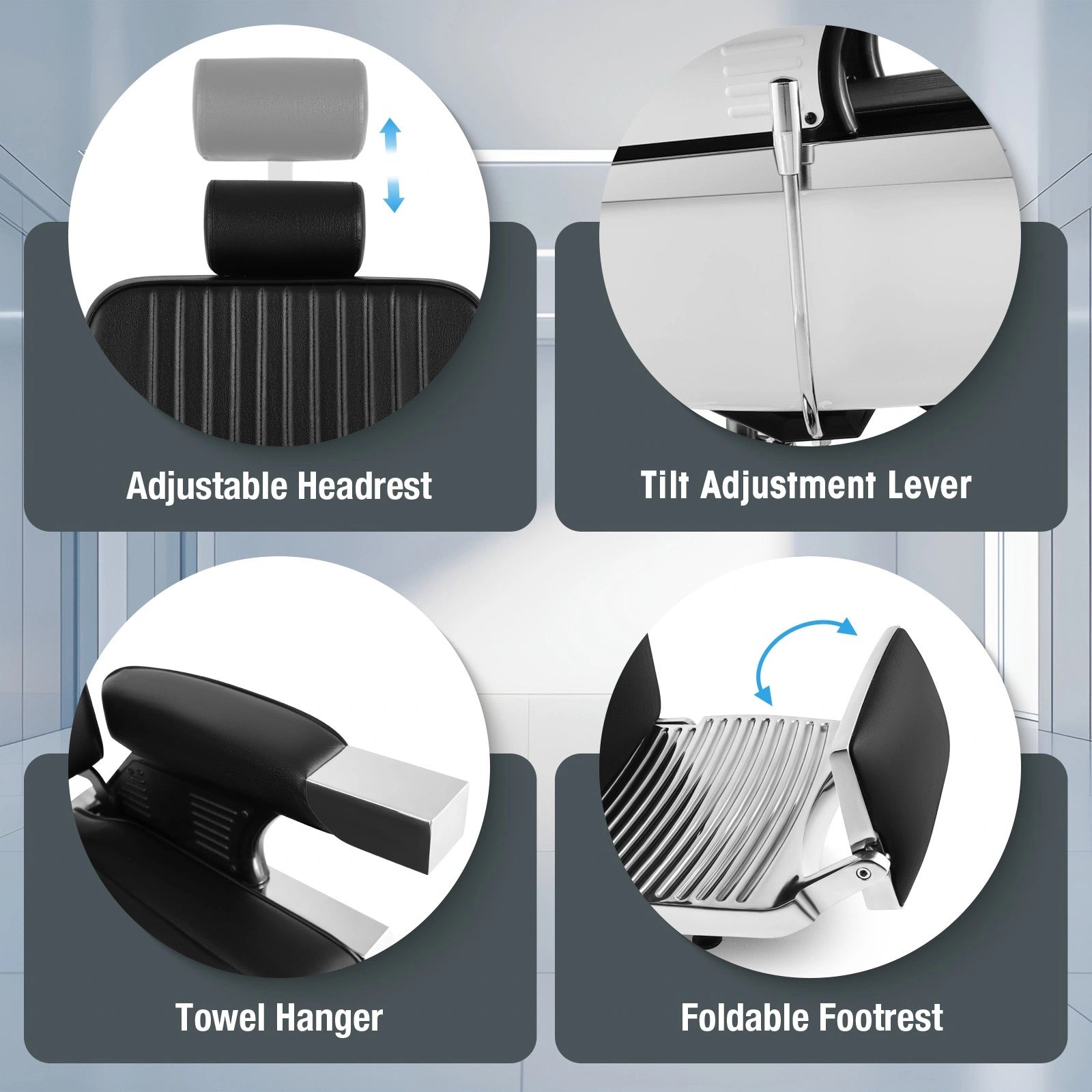 #5073 Silla de peluquero hidráulica reclinable para trabajo pesado