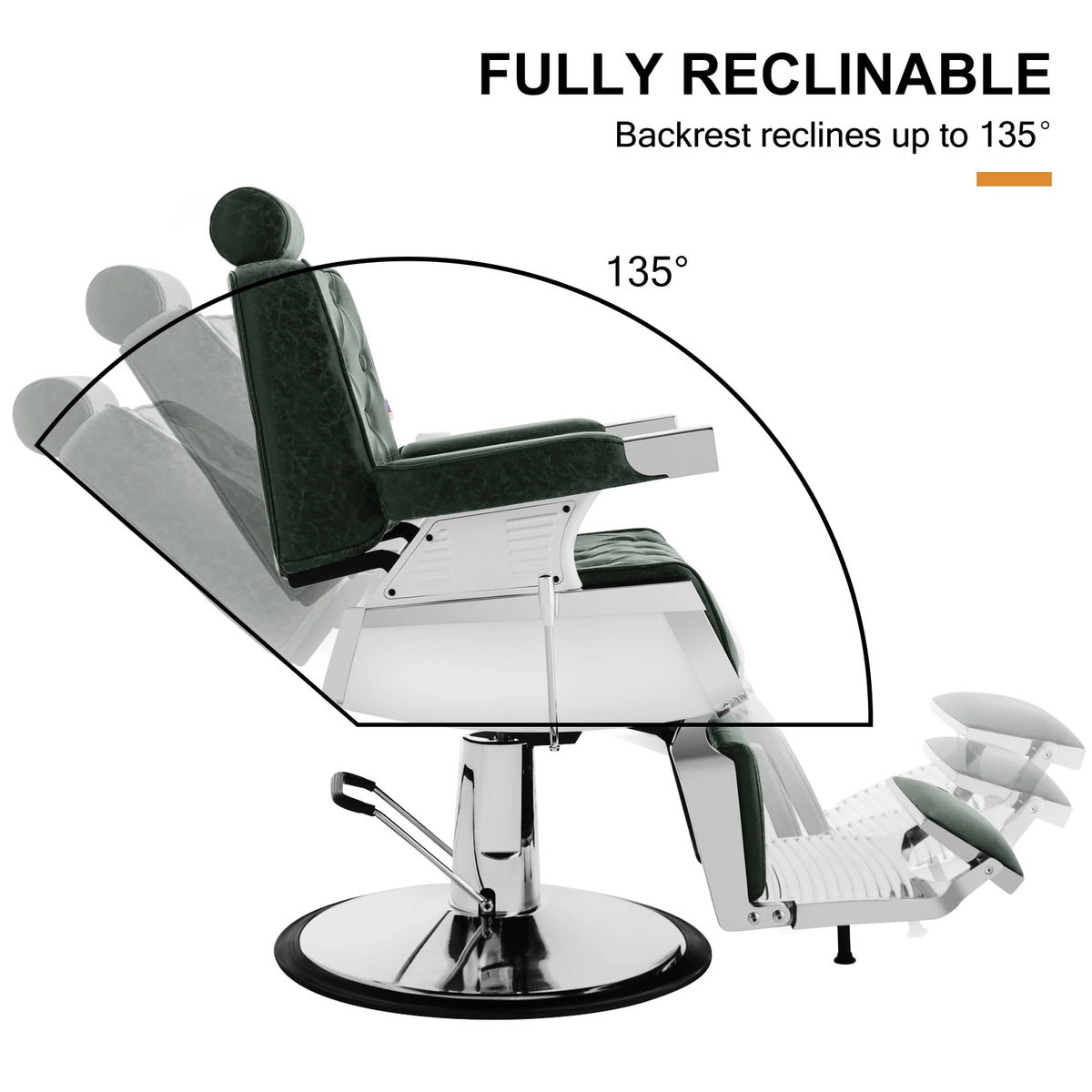 #5274 Vintage Heavy Duty Recline Hydraulic Barber Chair (Green)