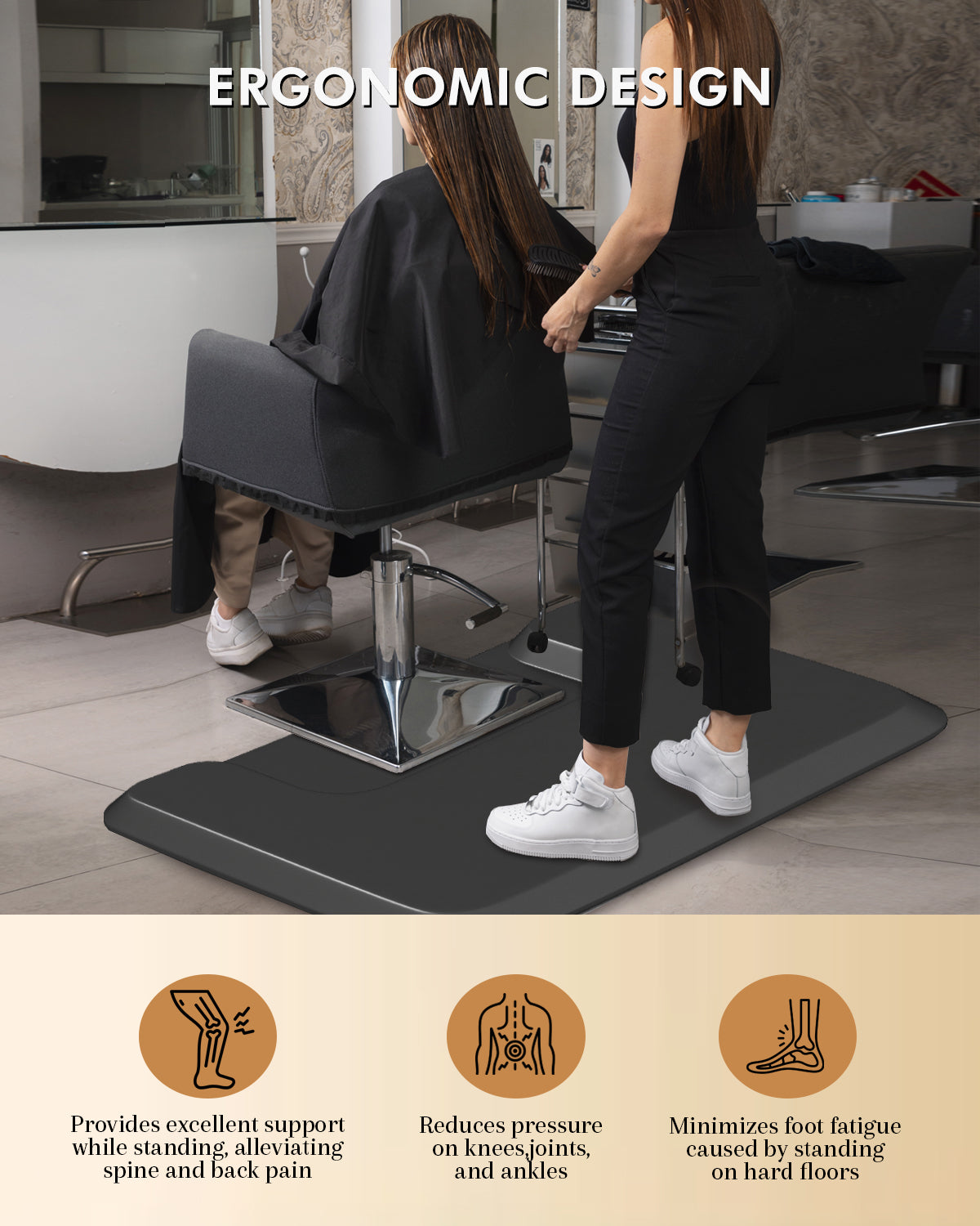 #10055 3′x 4′x 1/2" Salon Mat Anti Fatigue Stand Barber Chair Floor Mats(square slot)