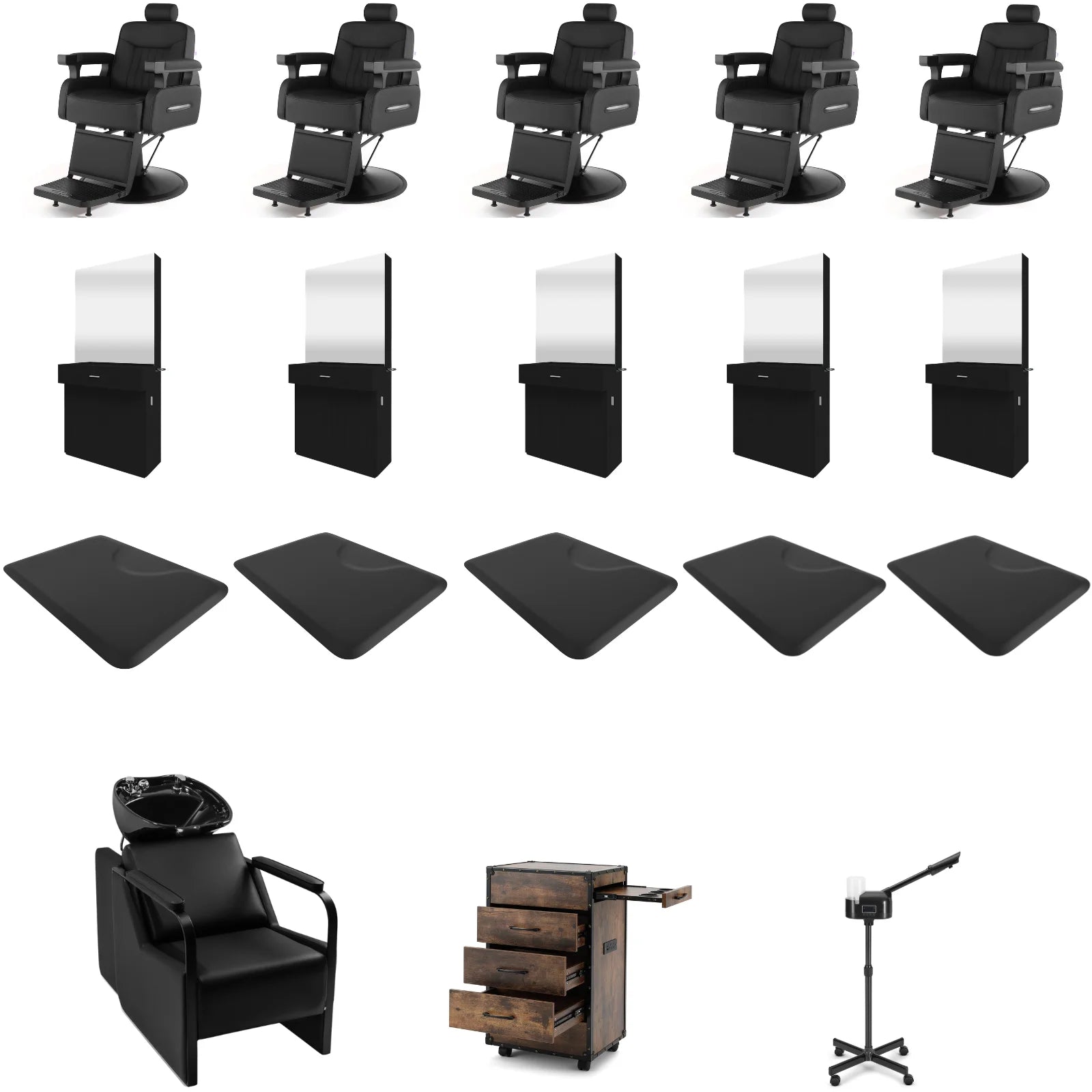 5+ Station 5081 Barber Chair Bundle with Backwash