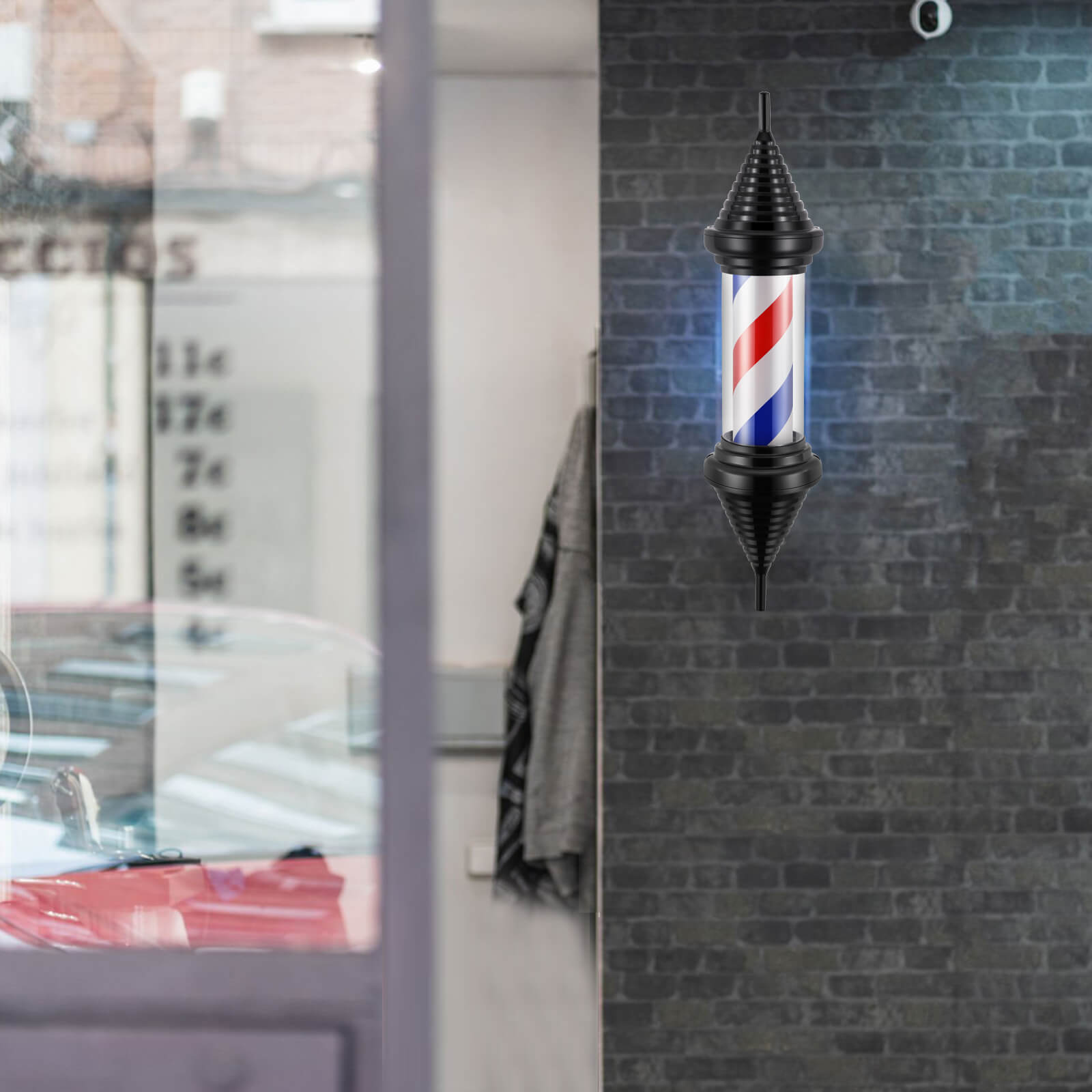 #4044 Rotating Light Vintage LED Barber Pole