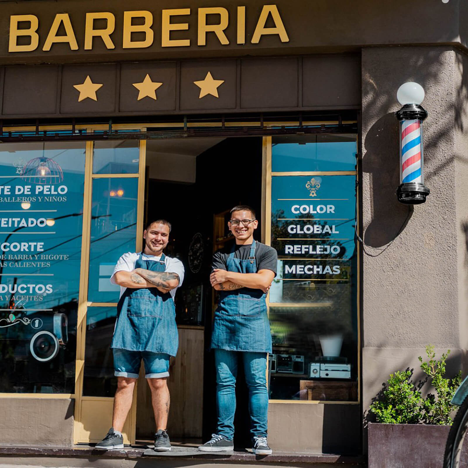 #4046 Rotating Light Vintage LED Barber Pole