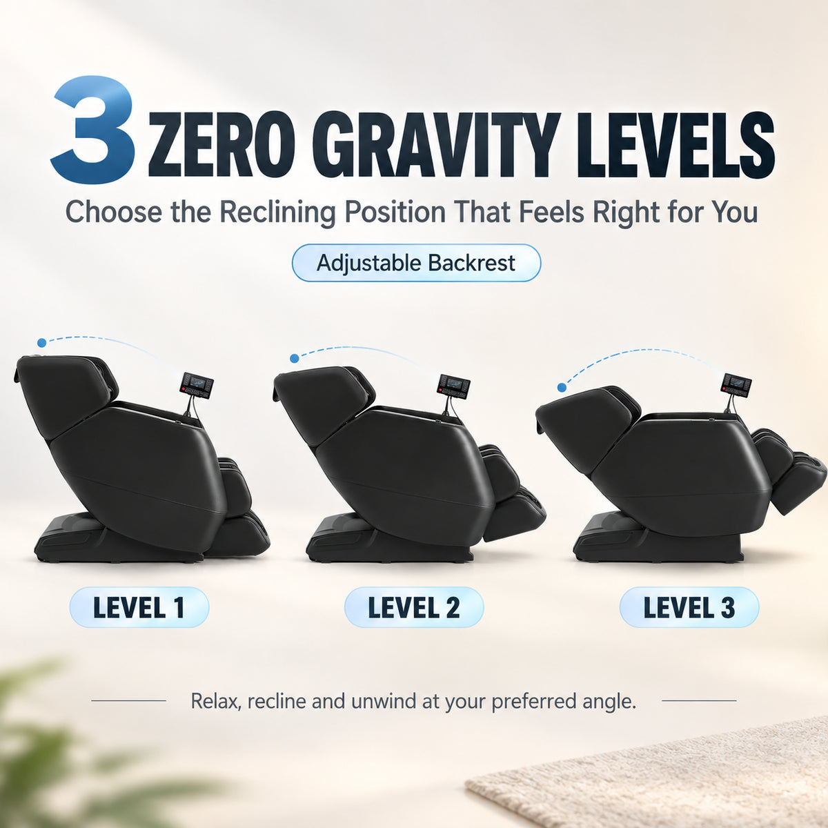 #20023 Massage Chair with 3-Level Zero Gravity, 6 Auto Programs, Airbag Compression, 3-Level Waist Heat, Foot Rollers, Bluetooth & Wireless Charging
