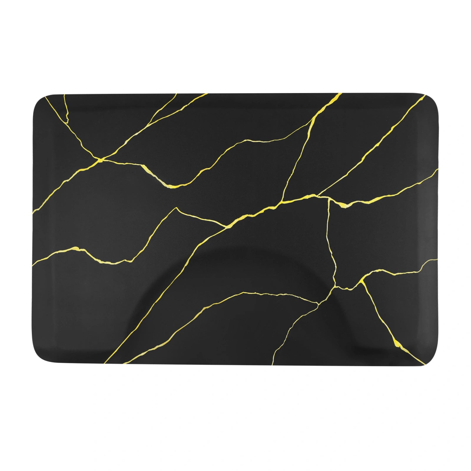 #10029 Barber Chair Mat with Black Gold Marble Pattern, Rectangular Salon Mat, 3' x 4' x 1/2"