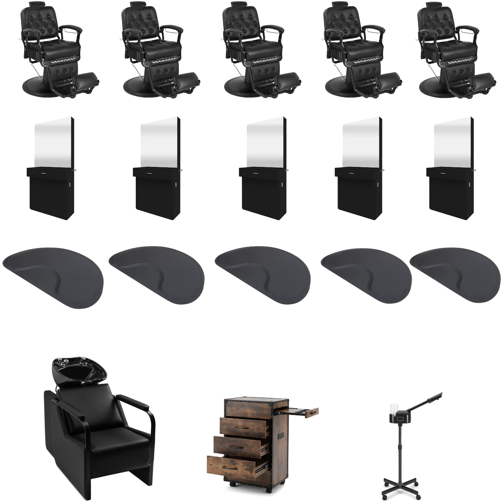 5-Station 5043 Barber Chair Bundle with Backwash