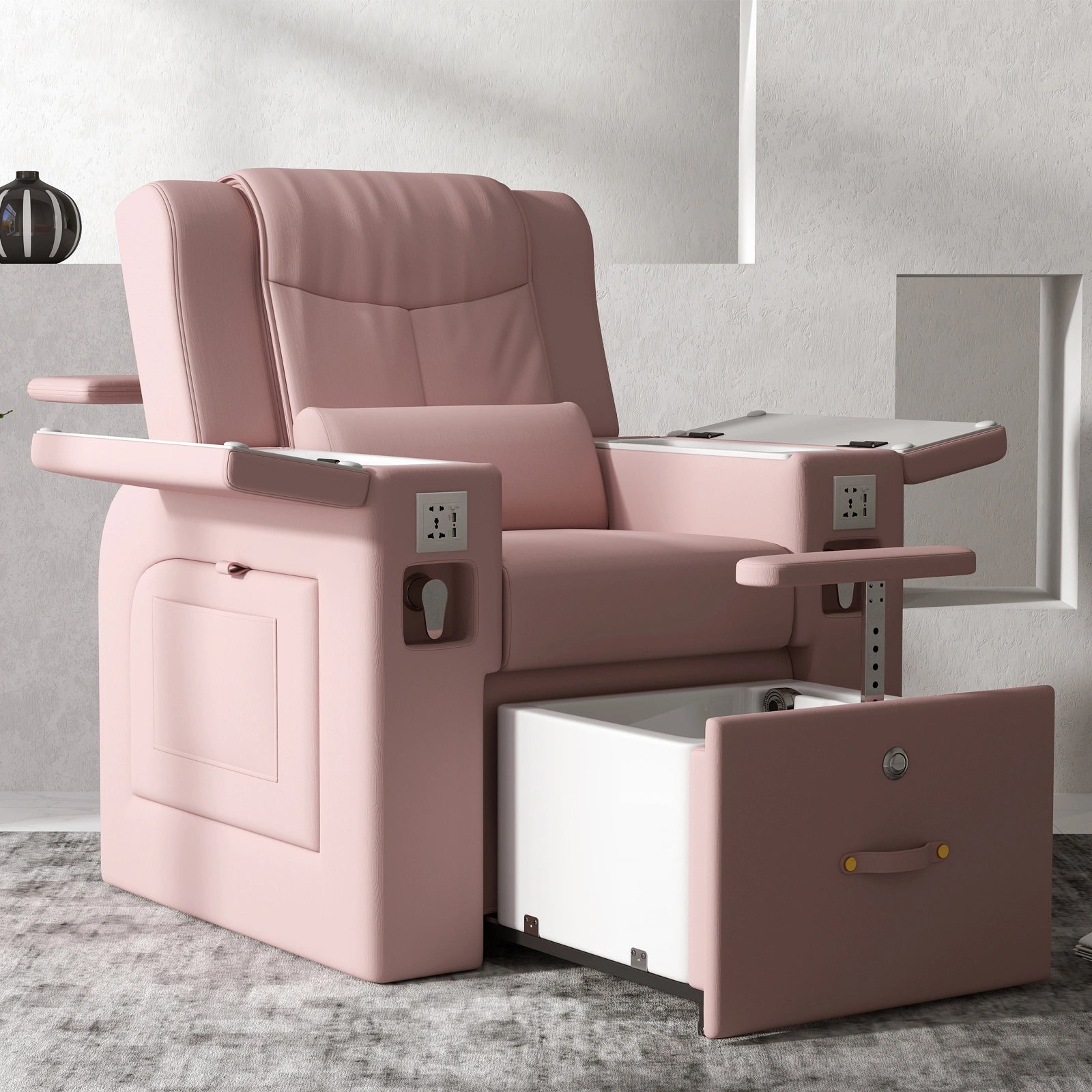 #1481 Pedicure Spa Chair, Massage Chair, with Smart Foot Bathtub, Hand Wash, Salon Chairs for Manicure, Foot Bath