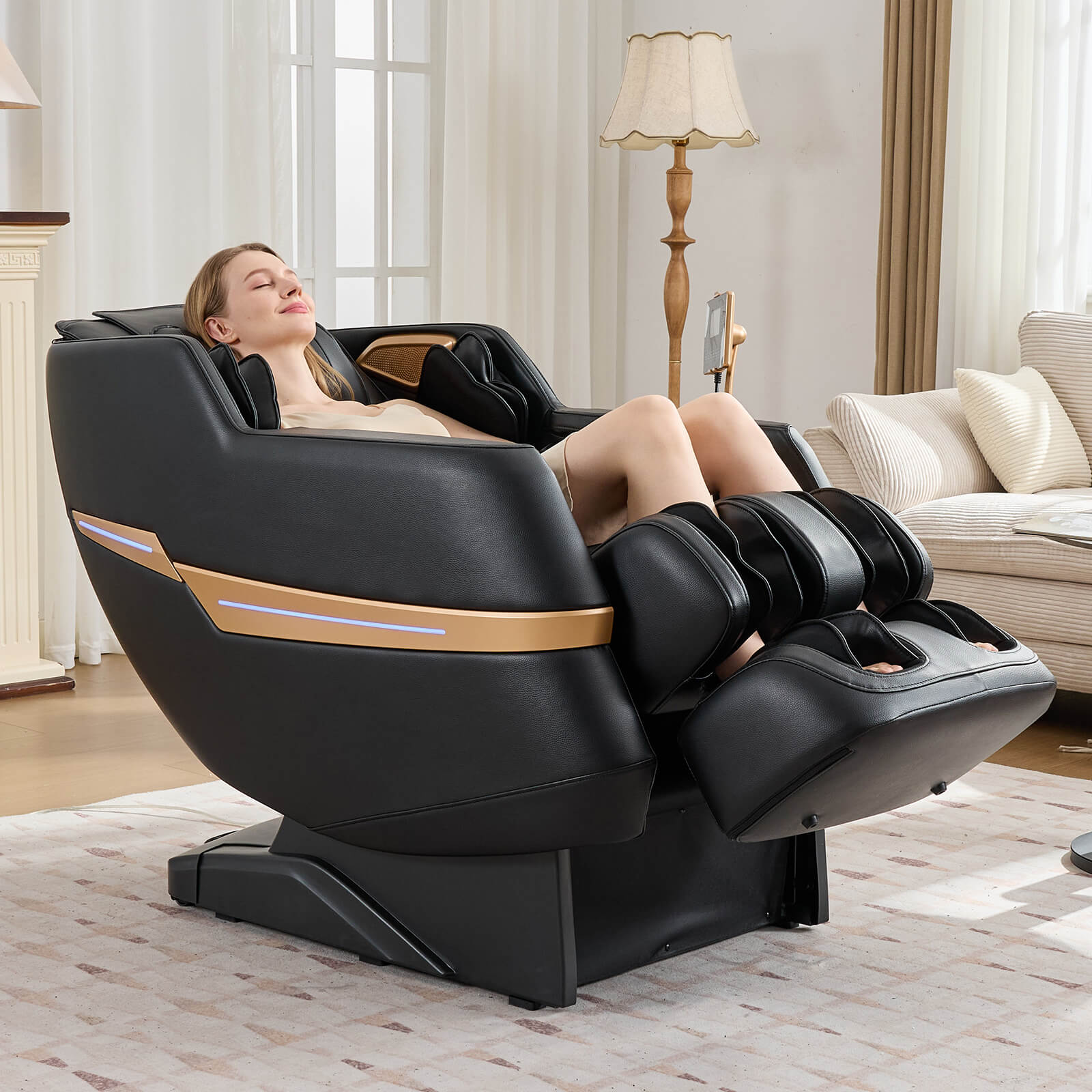 #20012 Zero Gravity Full Body Massage Chair,2026 Newest Version Recliner with 10 Fix Rollers, 6 Modes, Bluetooth Speakers, Waist Heating, Foot Roller Massage, Full-Body Airbags, Black