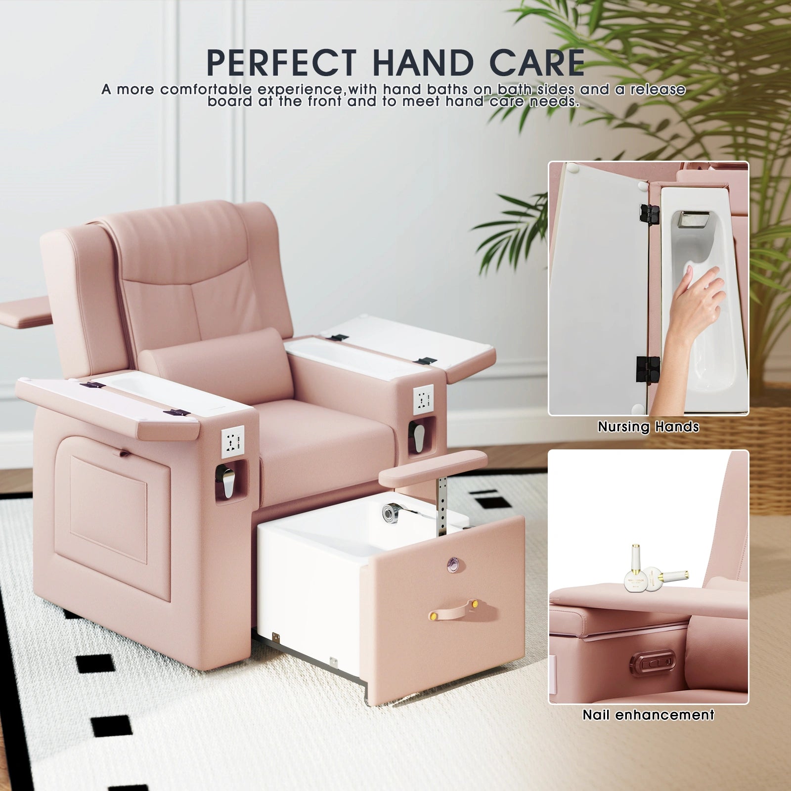 #1481 Pedicure Spa Chair, Massage Chair, with Smart Foot Bathtub, Hand Wash, Salon Chairs for Manicure, Foot Bath