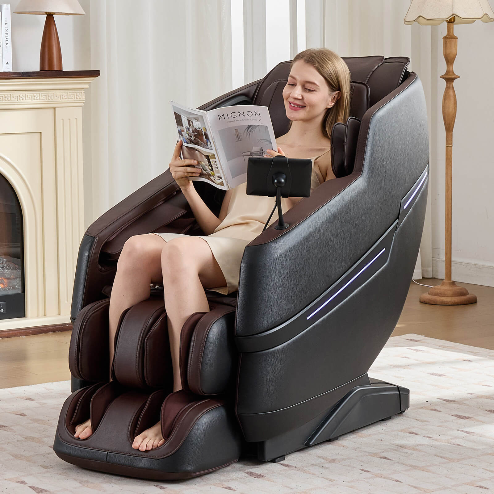 #20022 Zero Gravity Full Body Massage Chair ,2026 Newest Version Recliner with 10 Fix Rollers, 6 Modes, Bluetooth Speakers, Waist Heating, Foot Roller Massage, Full-Body Airbags, Black/Brown
