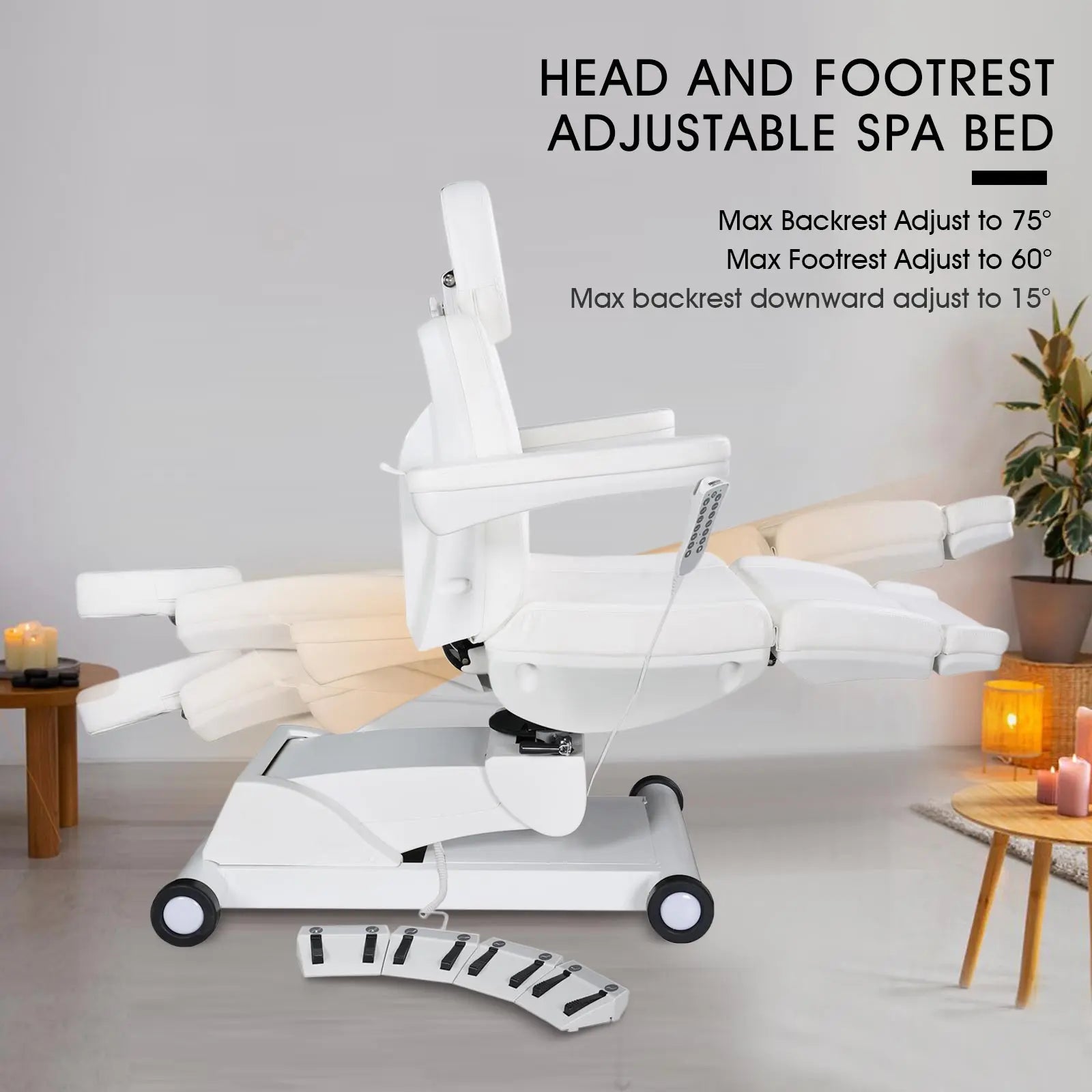 #2906 4 Motors Aesthetic Chair Dual Control Full Electrical Medical Facial Beds for Esthetician Beauty Bed Foldable Leg Cushion Podiatry Doctors Chair Artist hand