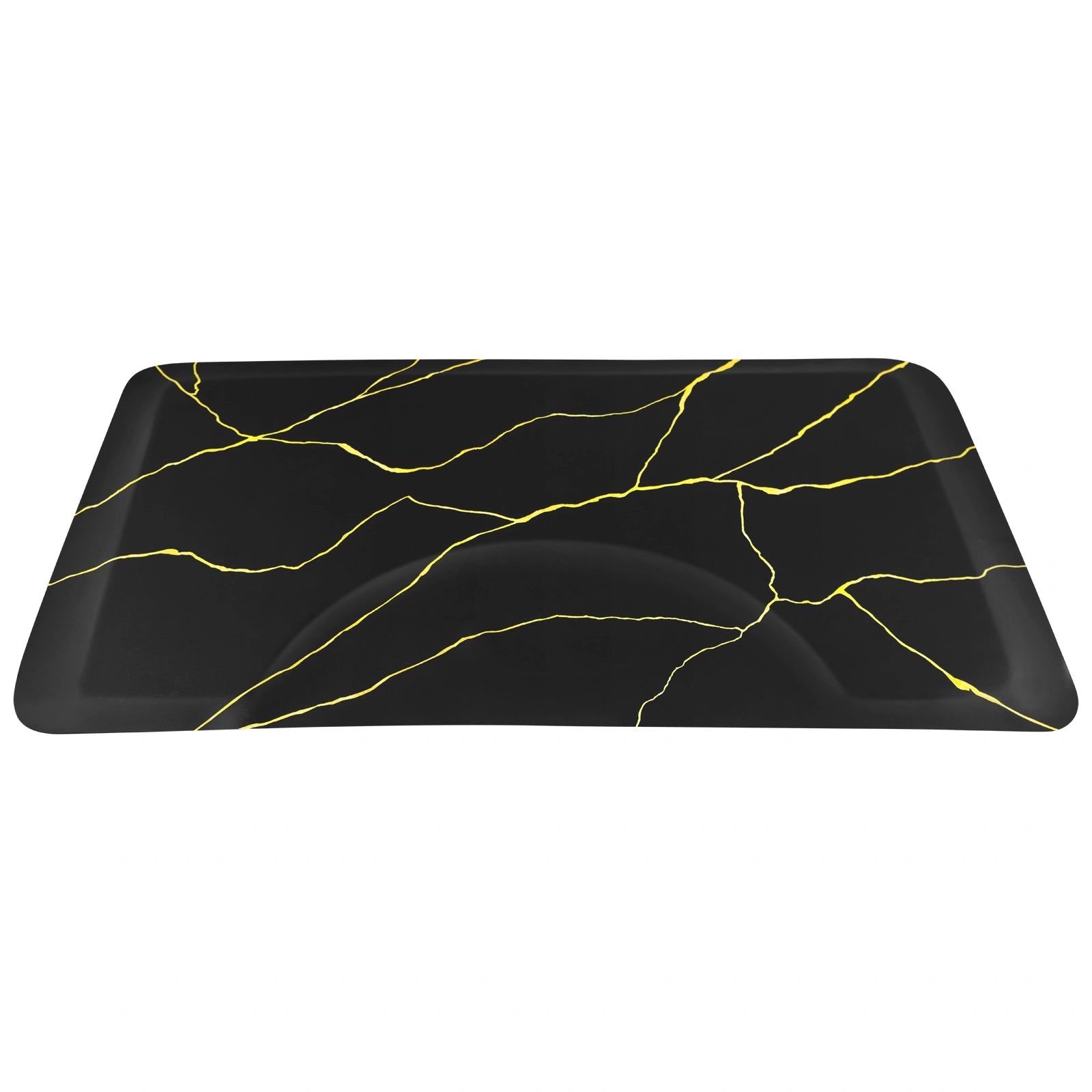 #10029 Barber Chair Mat with Black Gold Marble Pattern, Rectangular Salon Mat, 3' x 4' x 1/2"