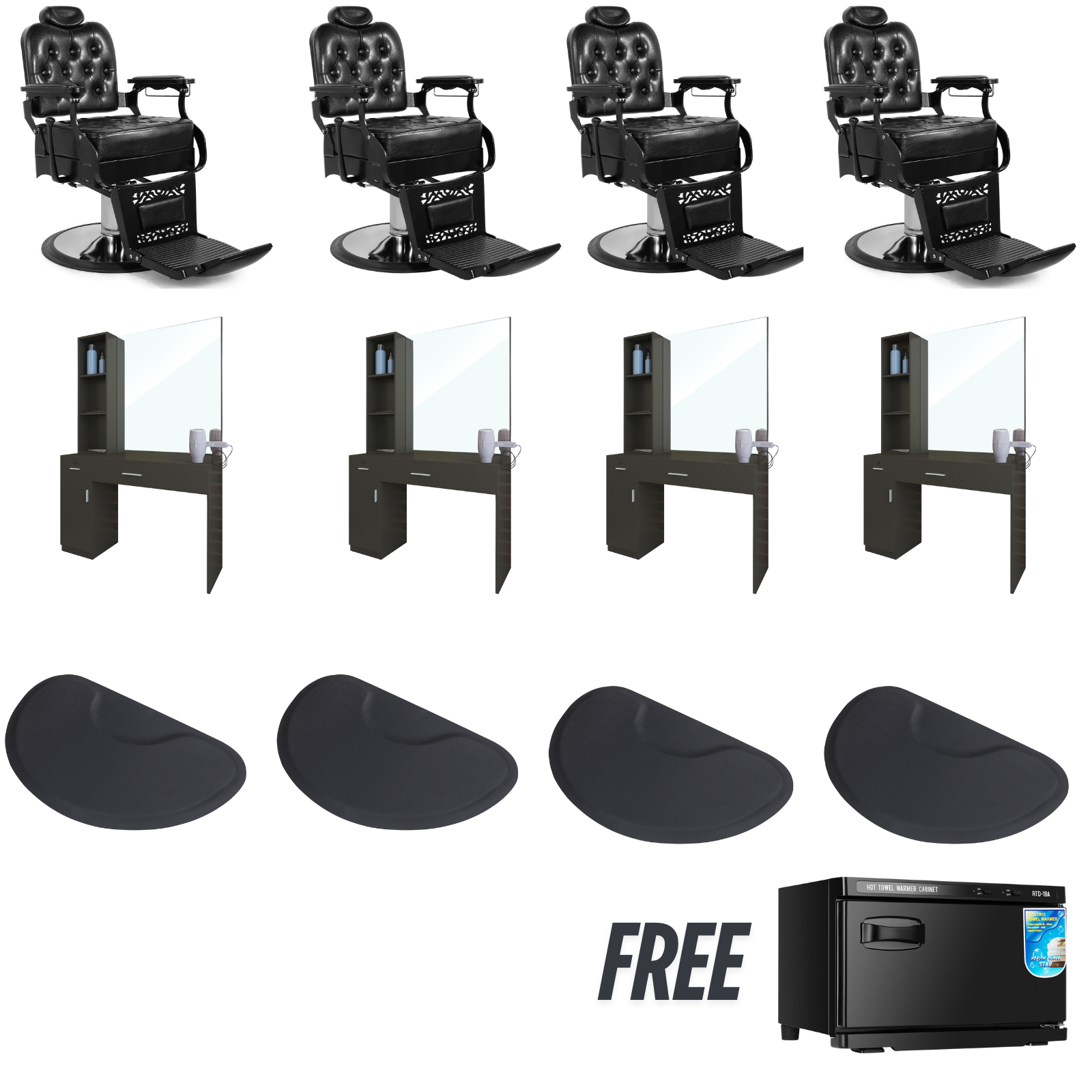 4 #5041 Barber Chairs Package with Free Towel Warmer