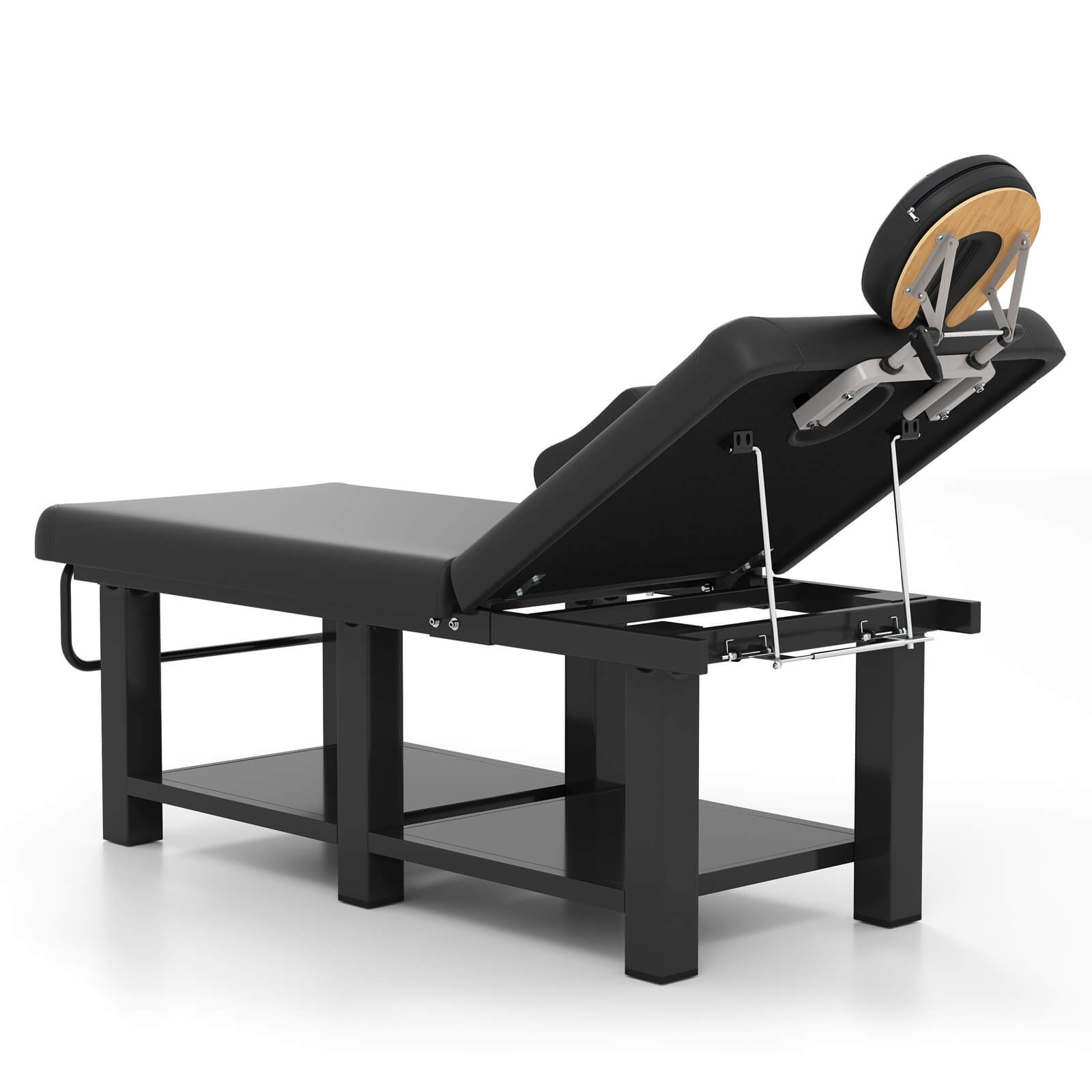 #2081 Heavy Duty Wide Stationary Massage Table Metal Frame PU Leather Spa Facial Professional Adjustable Massage Bed with Open-Chest & Headrest for Treatment Physical Therapy Tatoo Salon Equipment