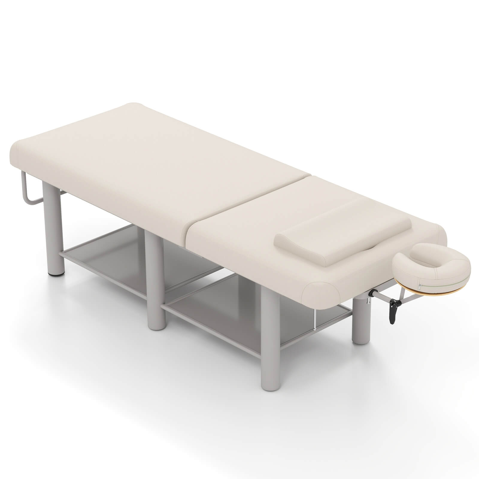 #2081 Heavy Duty Wide Stationary Massage Table Metal Frame PU Leather Spa Facial Professional Adjustable Massage Bed with Open-Chest & Headrest for Treatment Physical Therapy Tatoo Salon Equipment