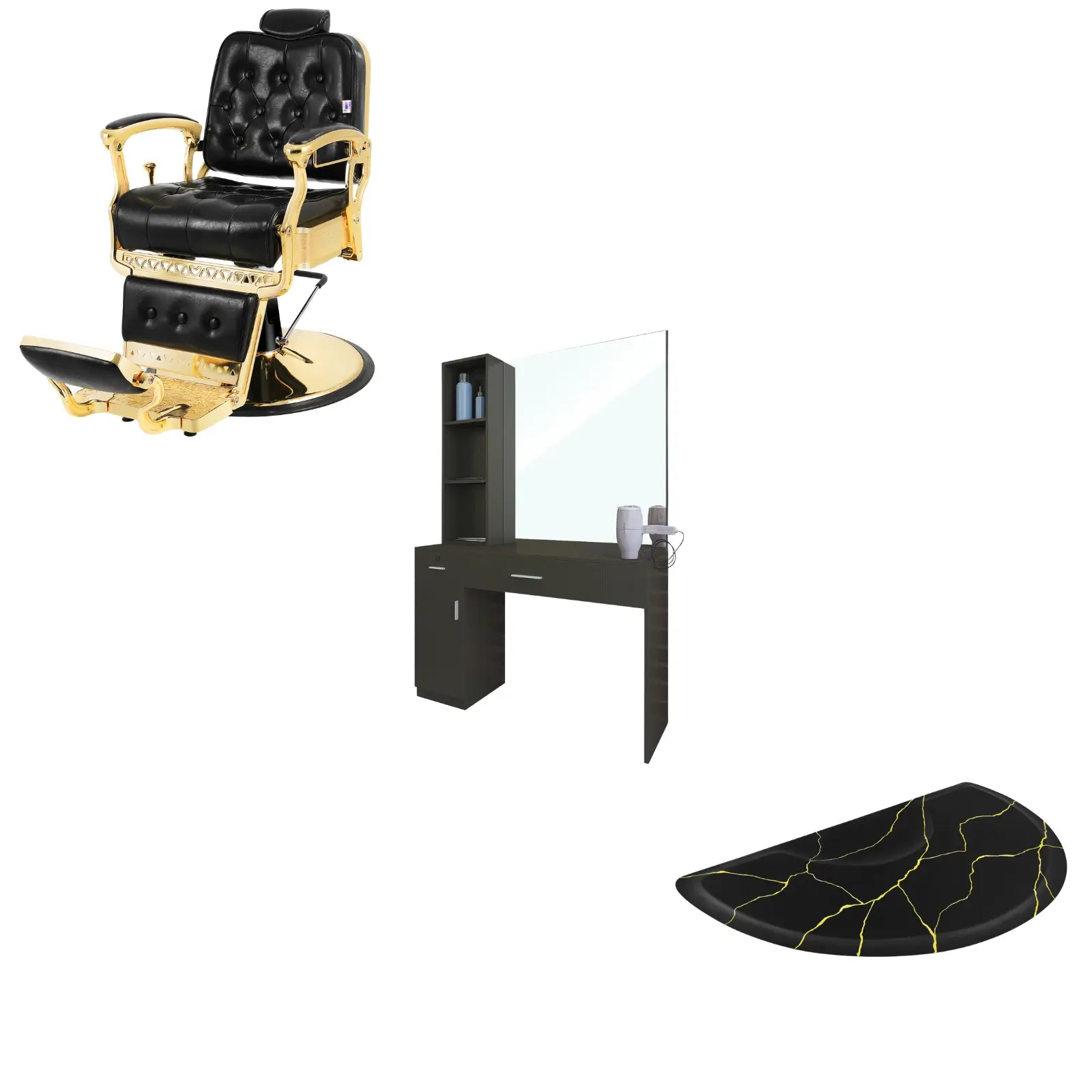 1-Station 5043 Gold Barber Chair Bundle