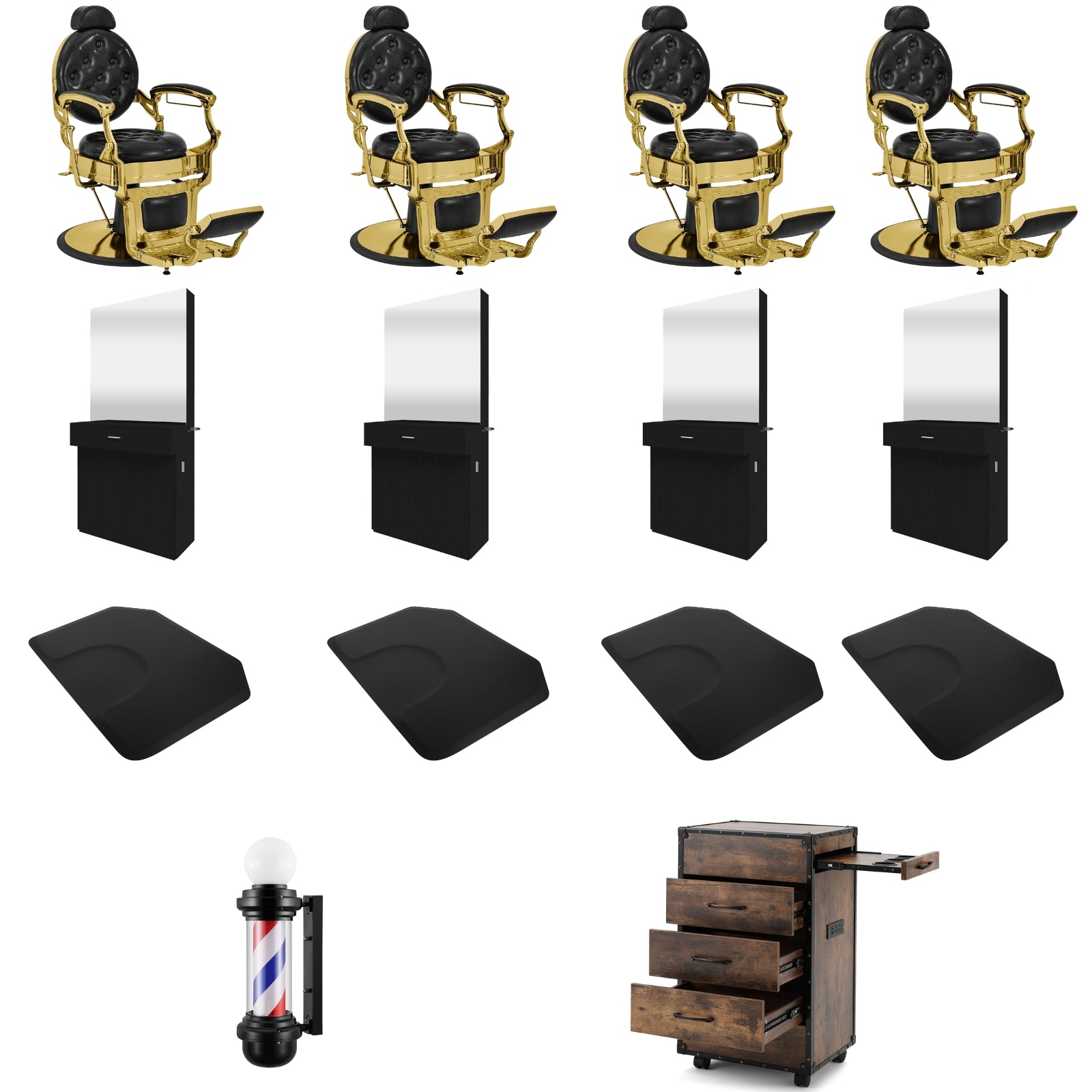 #5045 Gold Barber Chairs Package with Vintage Salon Tray