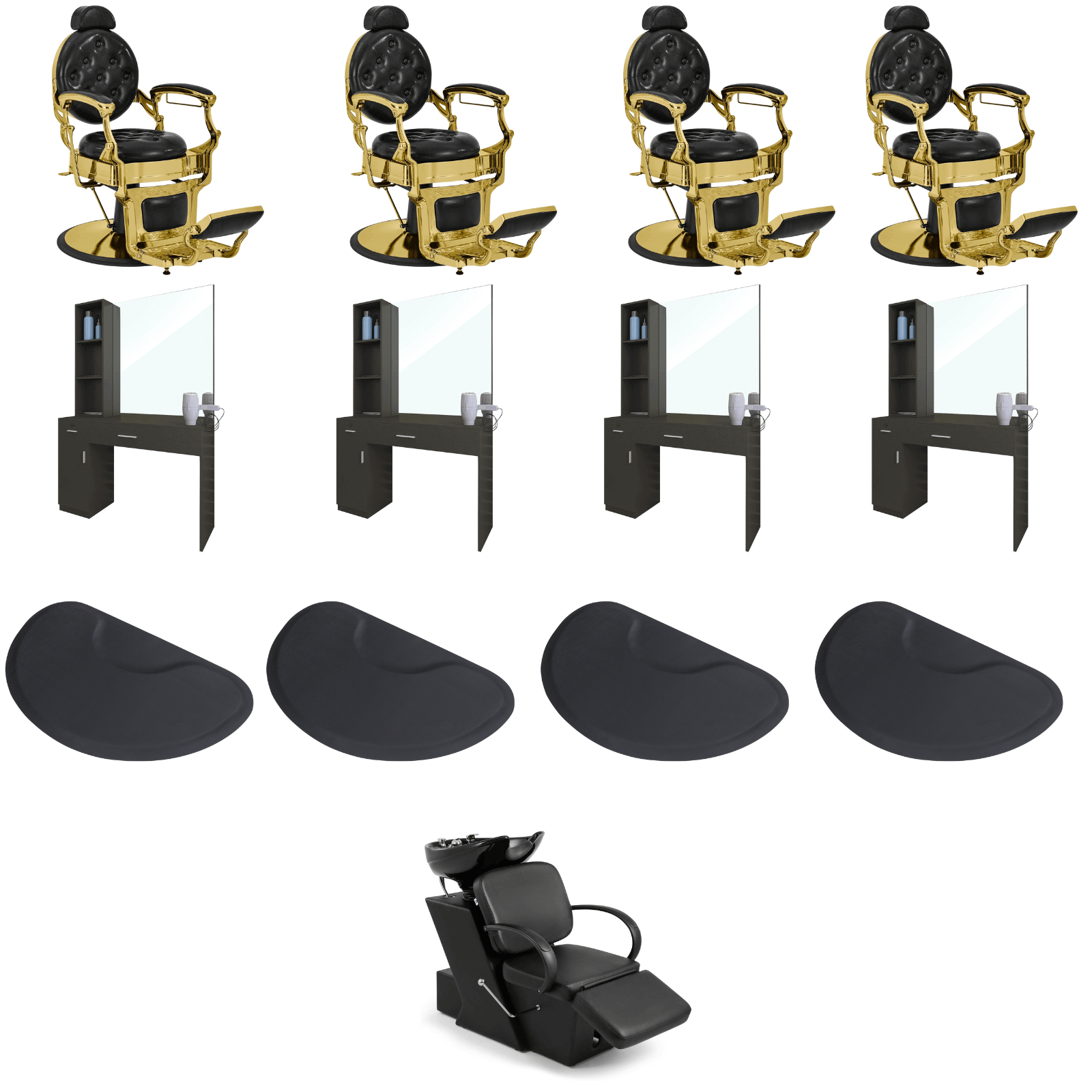4 #5045 Gold Barber Chair Salon Package