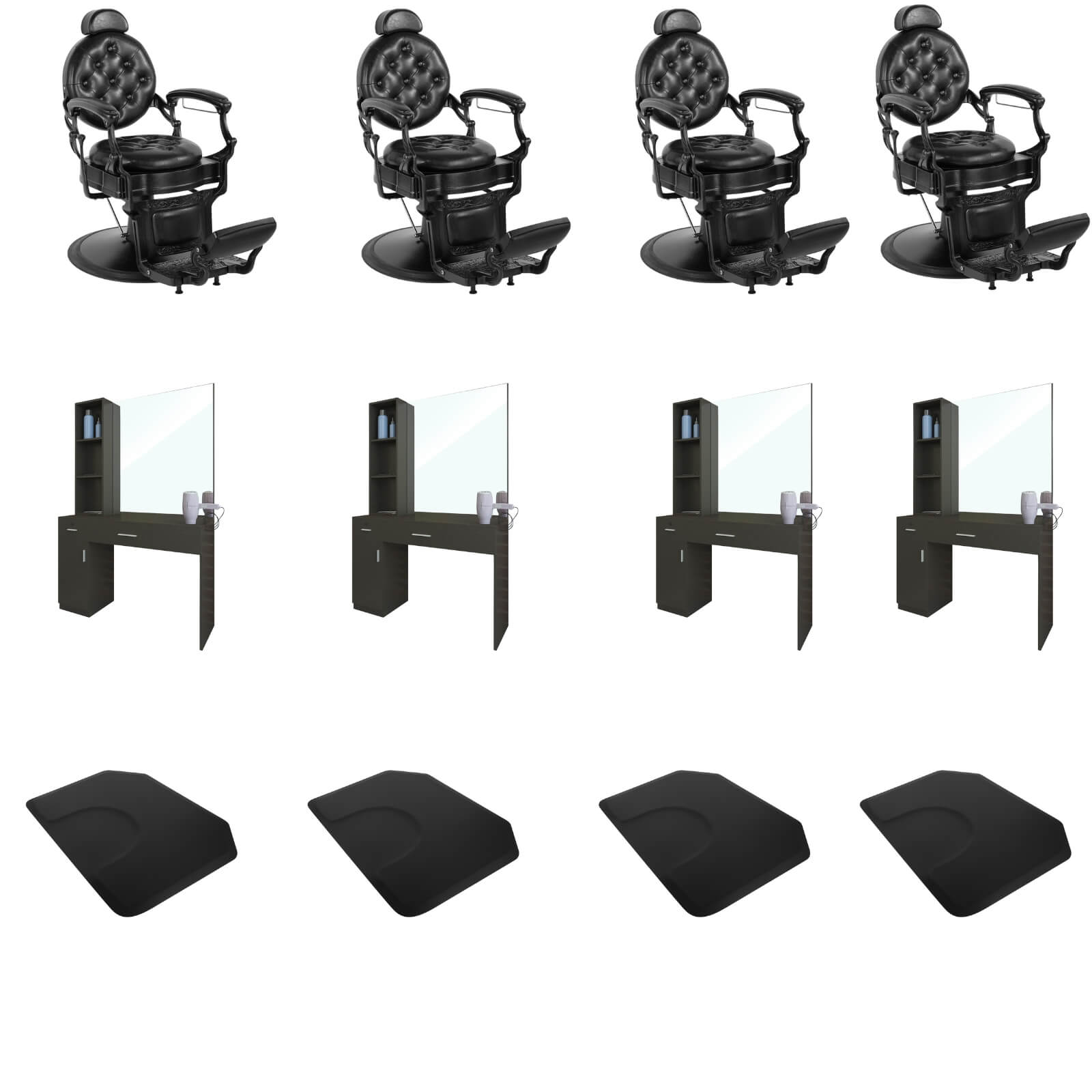 #5045Black Barber Chairs Package with Barber Stations