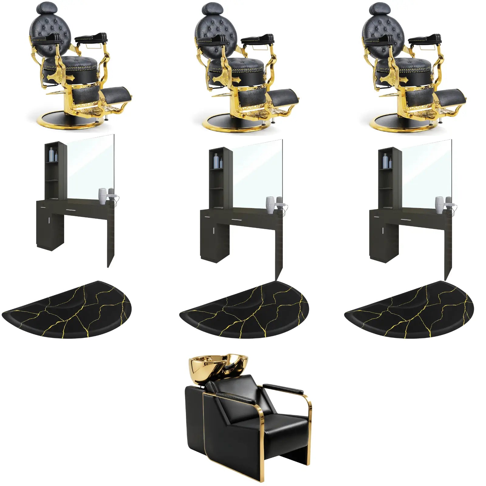 3-Station 5060 Barber Chair Bundle with Backwash