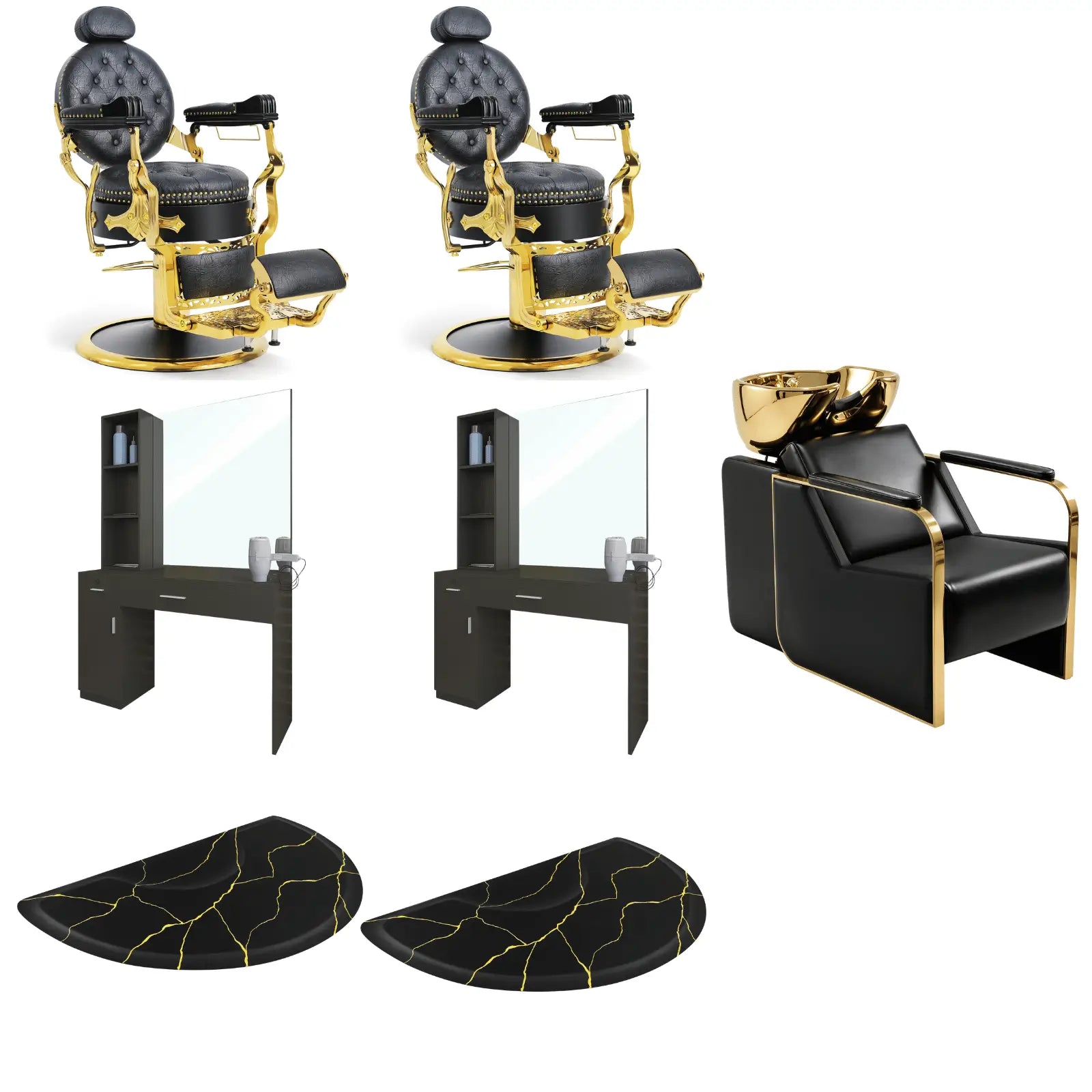 2-Station 5060 Barber Chair Bundle with Backwash
