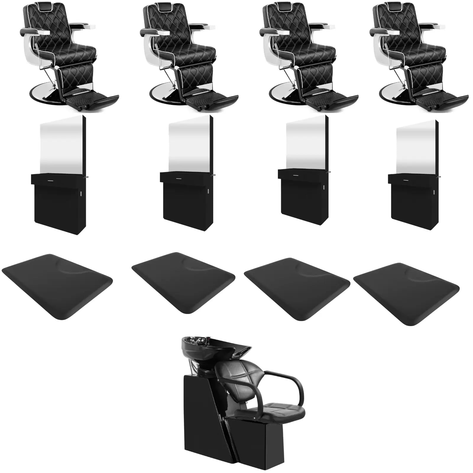 4-Station 5065 Barber Chair Bundle with Backwash