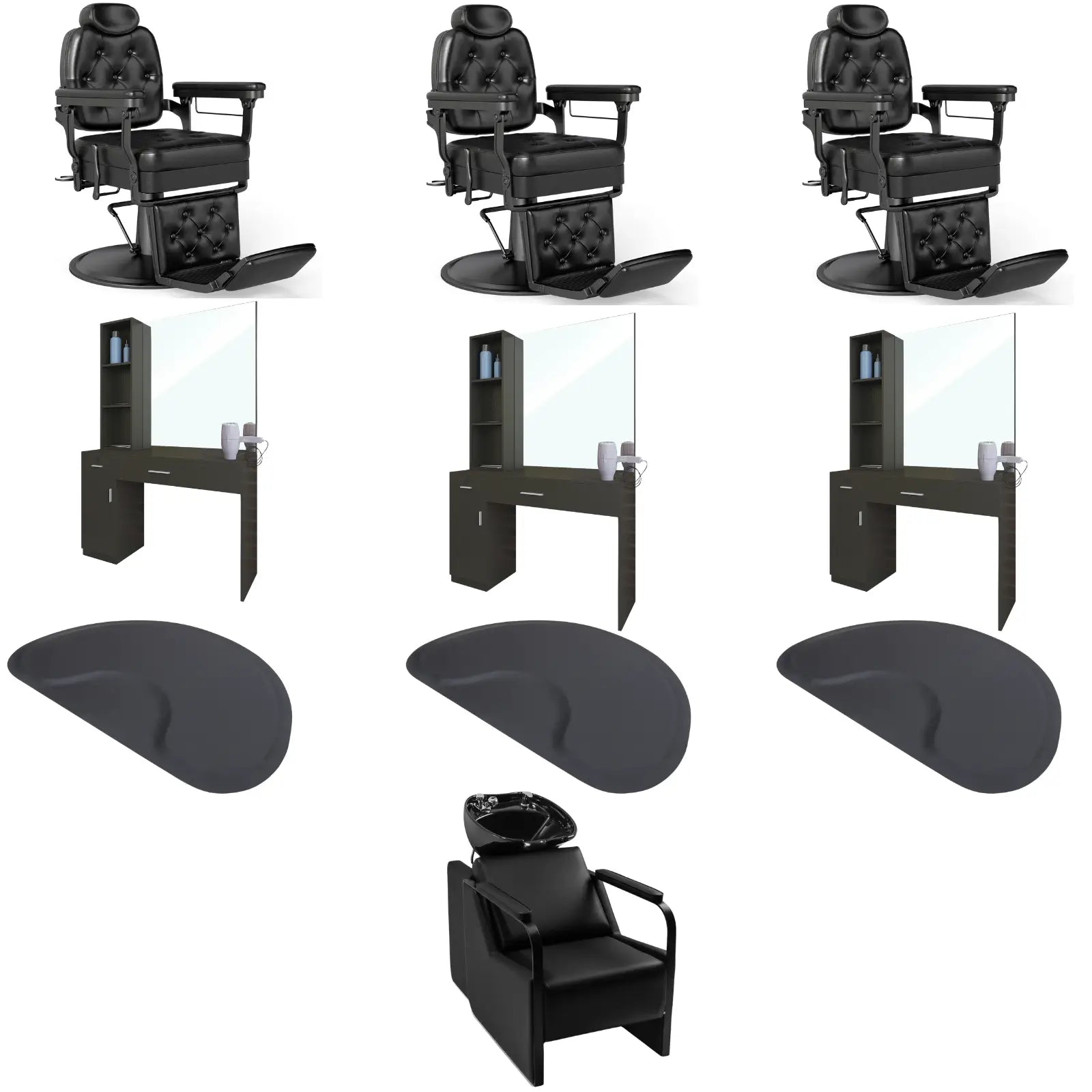 3-Station 5076 Barber Chair Bundle with Backwash