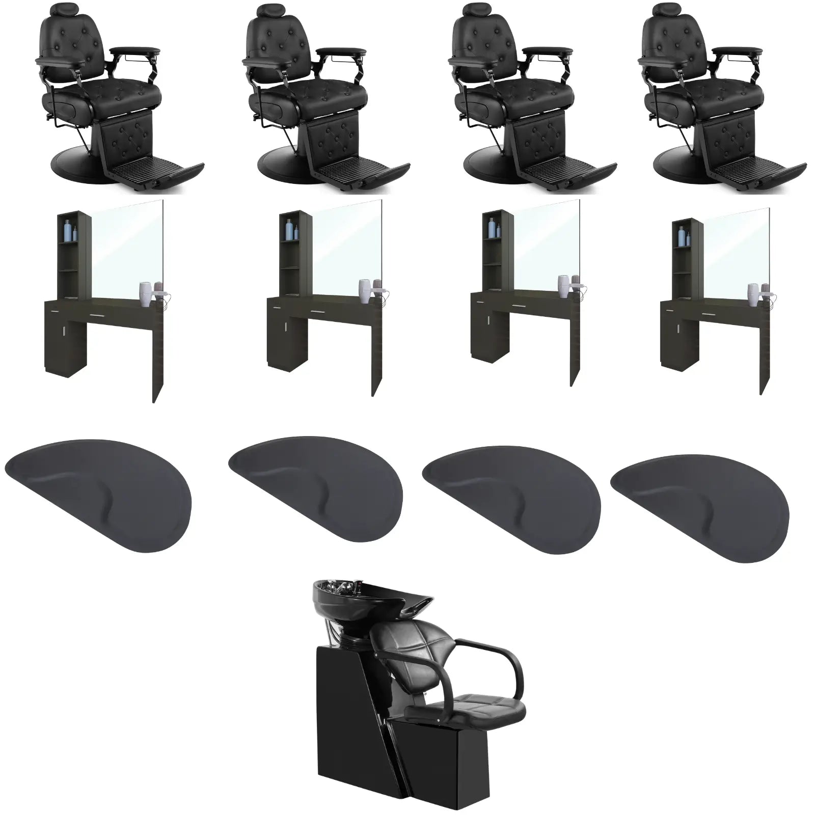 4-Station 5079 Barber Chair Bundle with Backwash