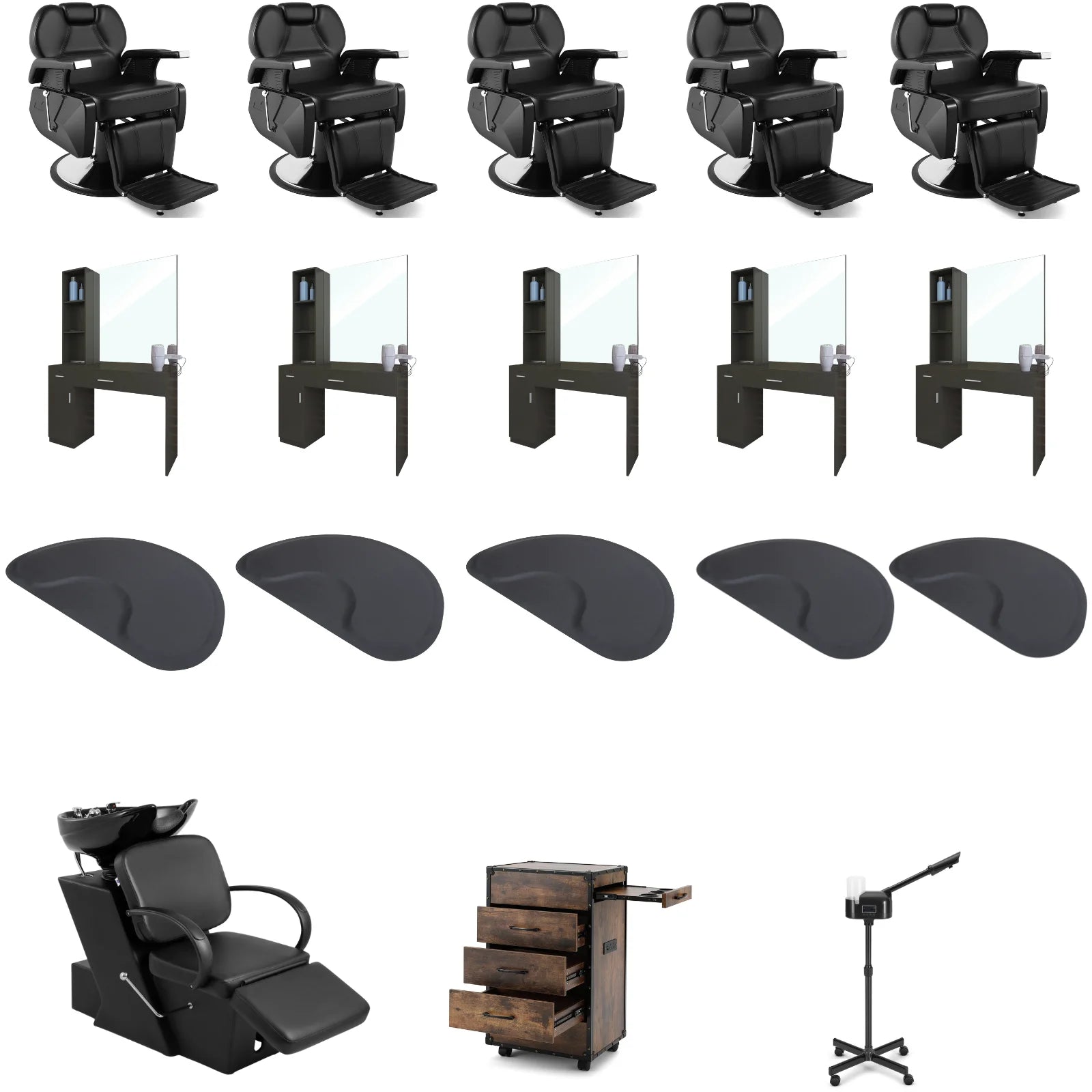 5-Station 5001 Barber Chair Bundle with Backwash