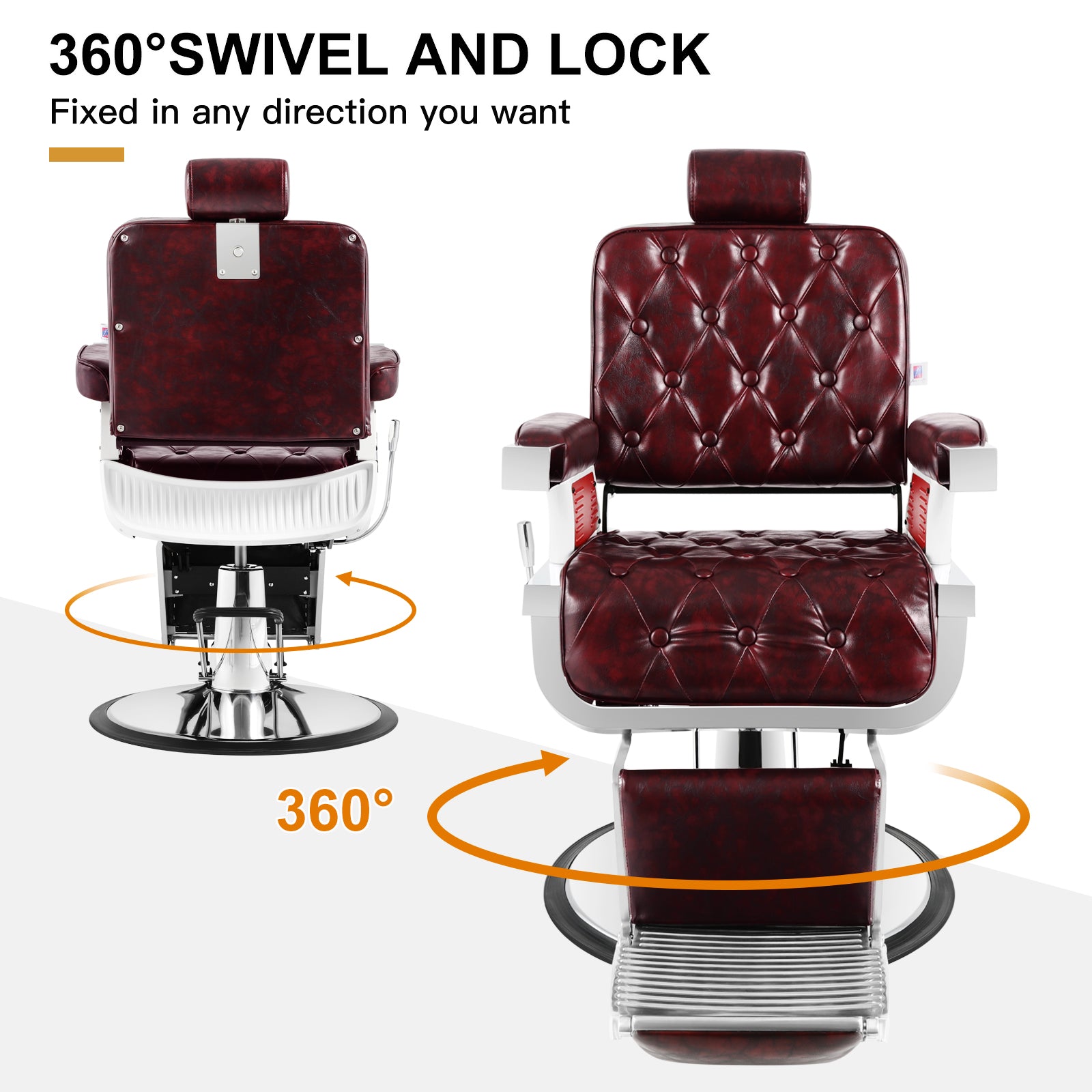 #5173 Silla de peluquero hidráulica reclinable de servicio pesado vintage (Borgoña)
