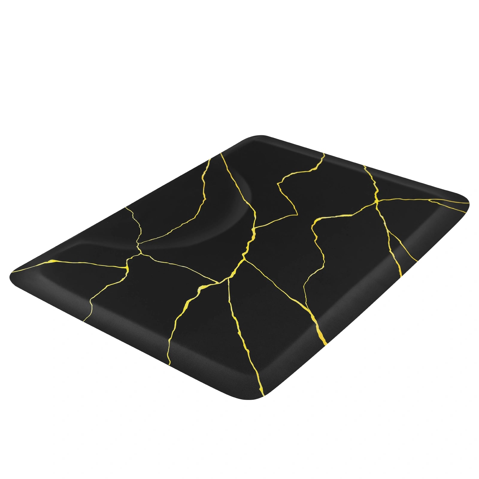 #10029 Barber Chair Mat with Black Gold Marble Pattern, Rectangular Salon Mat, 3' x 4' x 1/2"