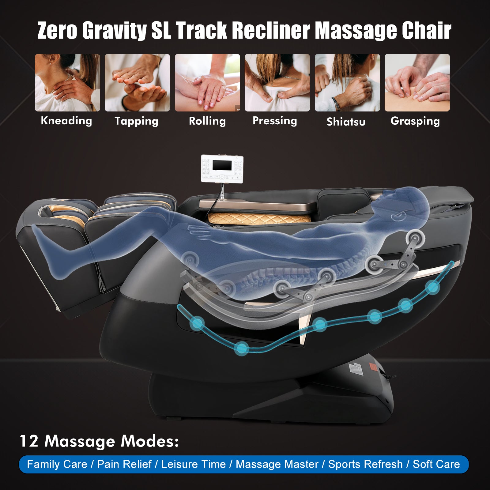 #2004 Massage Chair, SL Track Zero Gravity ,12 Modes, Heating, Bluetooth, Body Scan, Foot Roller & Full Body Airbag, AI Voice Control, Wireless Charging