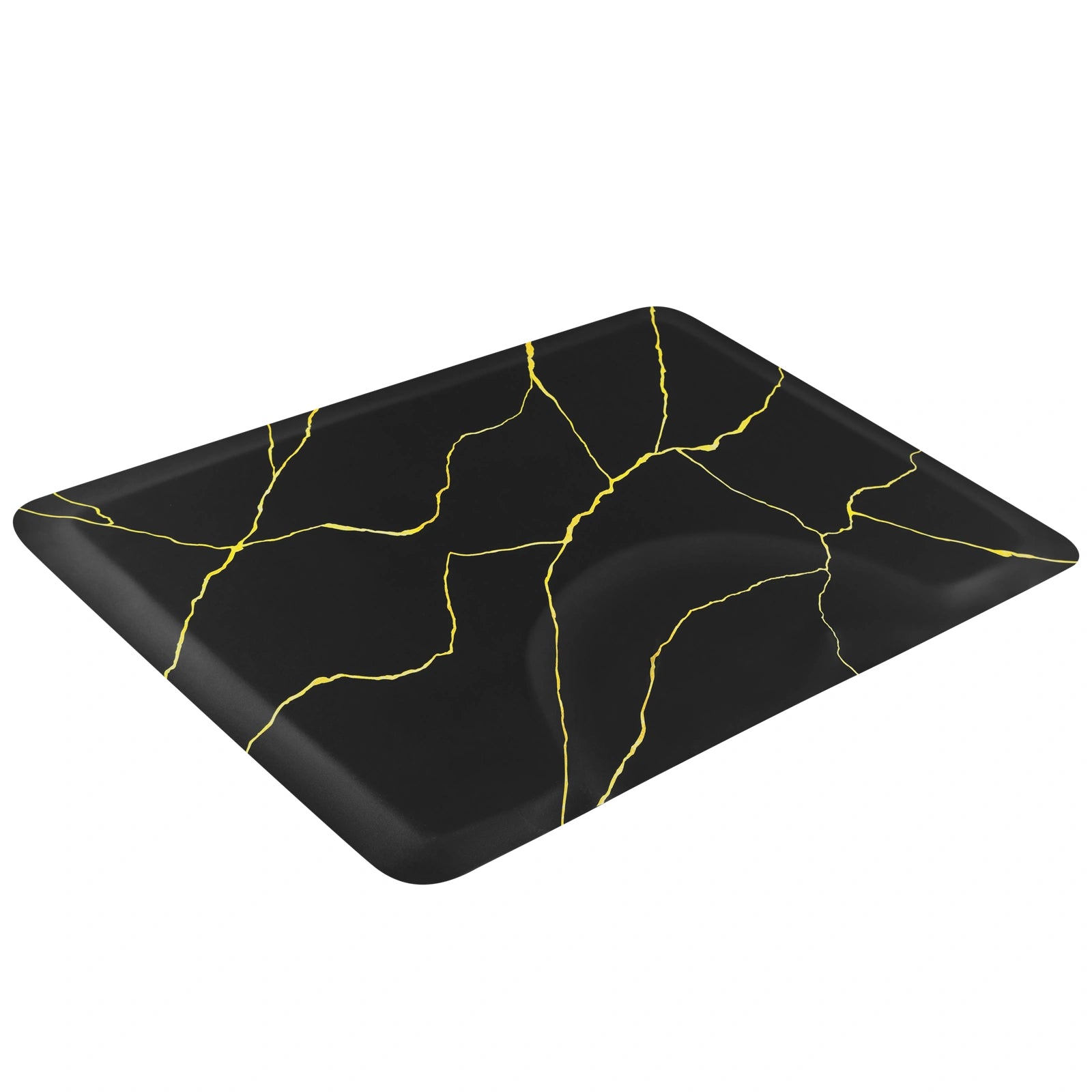 #10029 Barber Chair Mat with Black Gold Marble Pattern, Rectangular Salon Mat, 3' x 4' x 1/2"