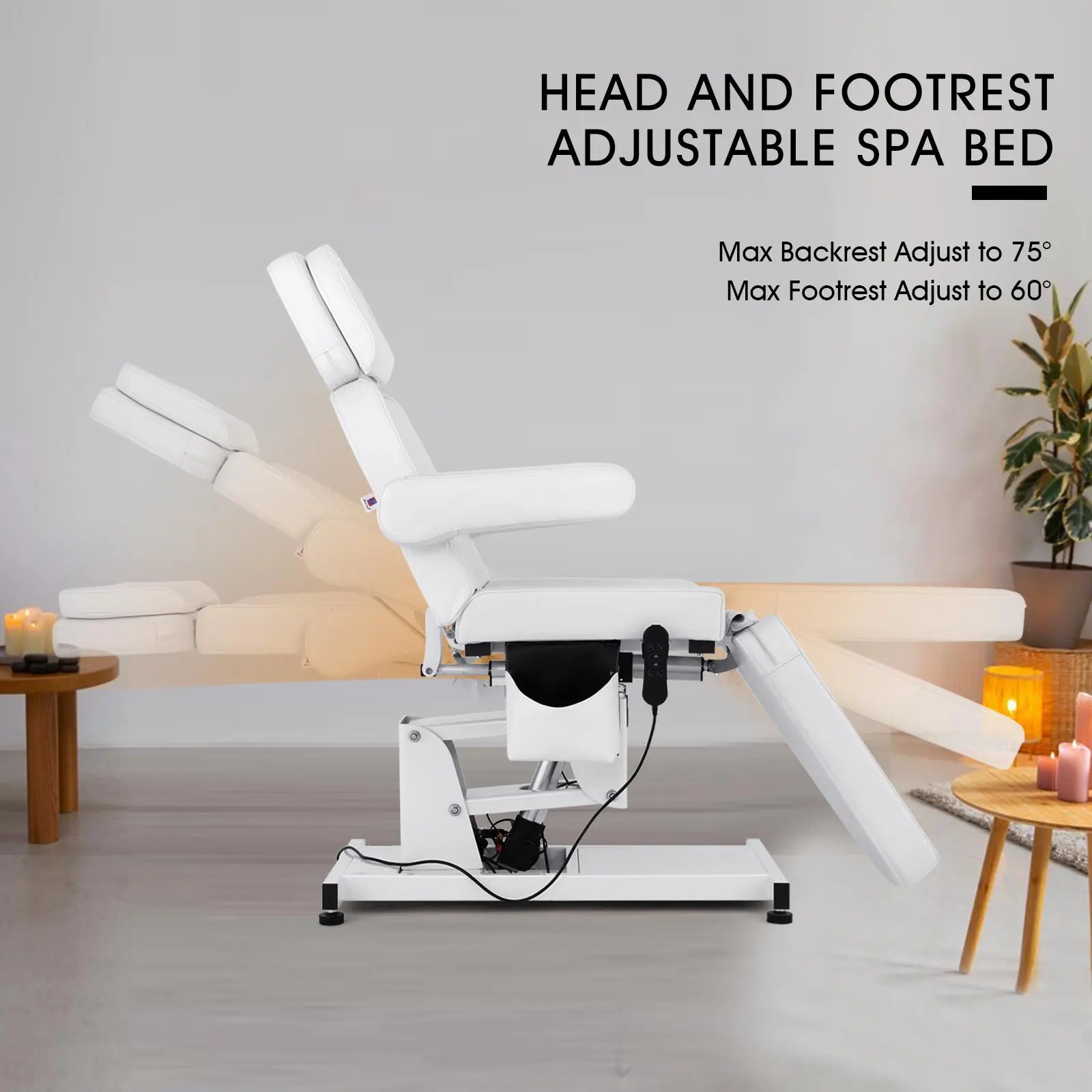 #2907 3 Motor Electrical Facial Bed for Esthetician 110V Massage Table Beauty Bed Medical Aesthetic Tattoo Chair with Rotatable Armrests Artist hand