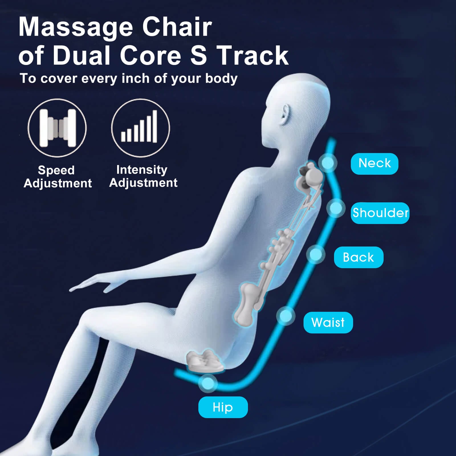 #2012 Full Body Zero Gravity Massage Chair with Dual Core S-Track, Adjustable Airbag Compression, 2-Level Recline, and Back & Calf Heating