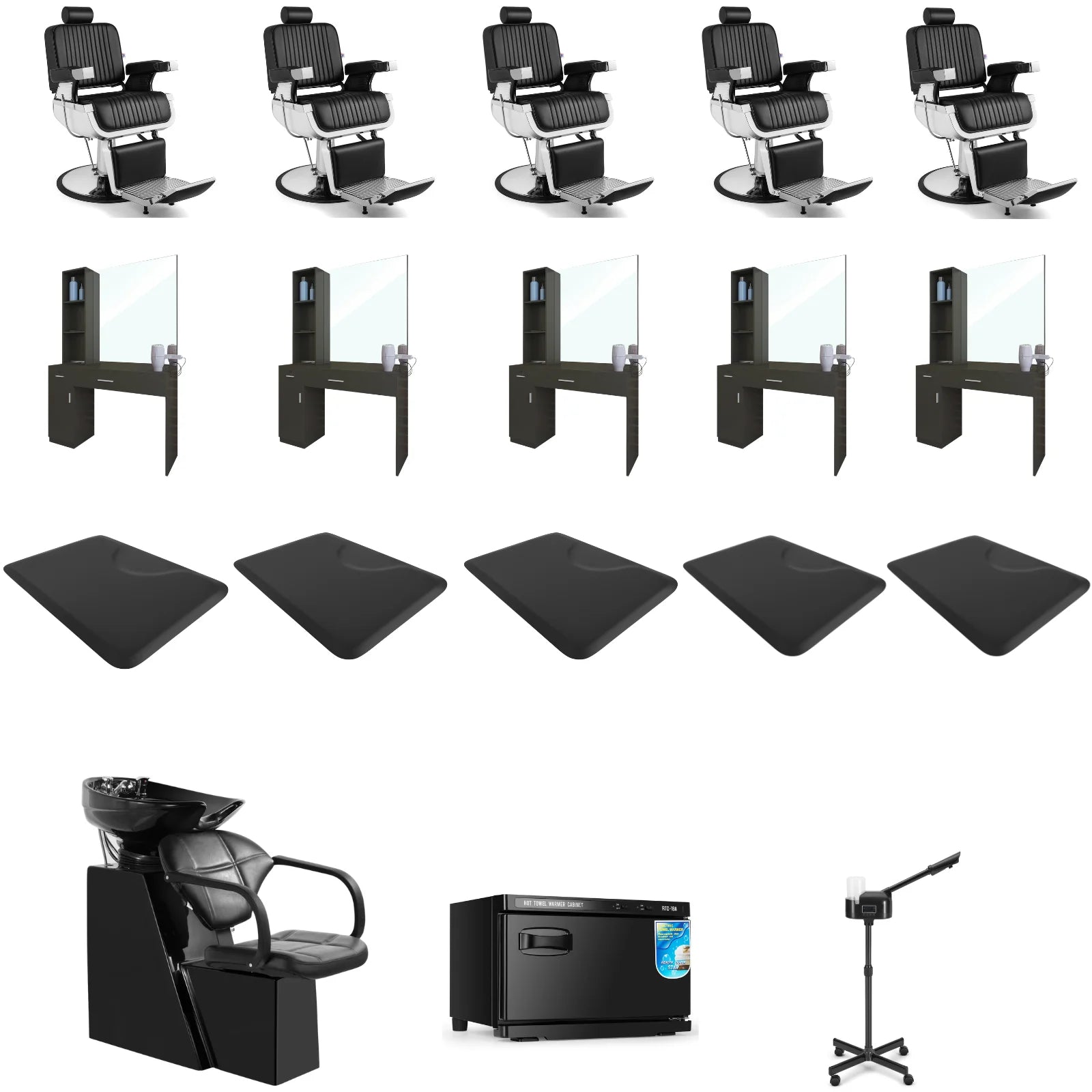 5+ Station 5073 Barber Chair Bundle with Backwash