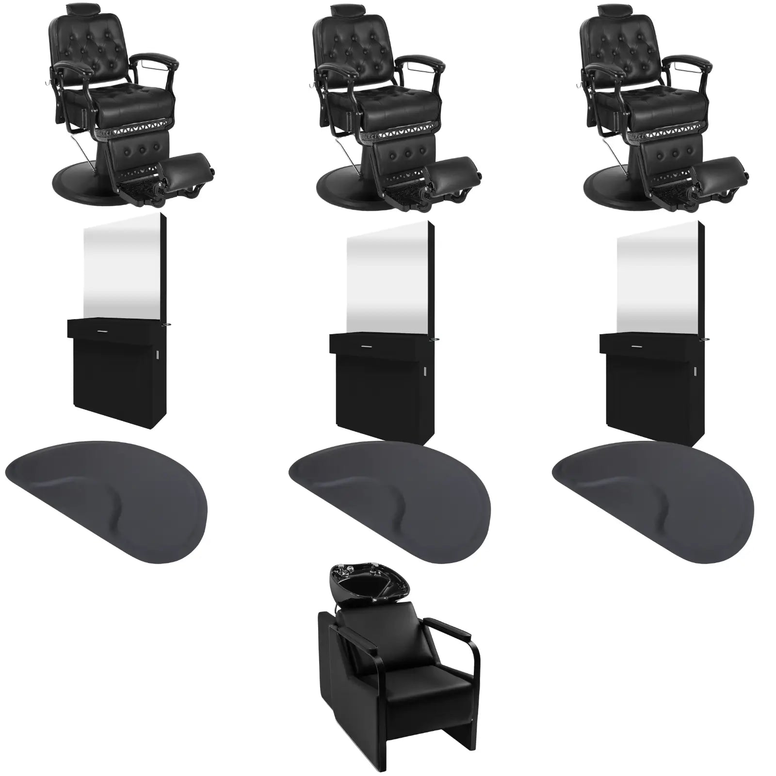 3-Station 5043 Barber Chair Bundle with Backwash