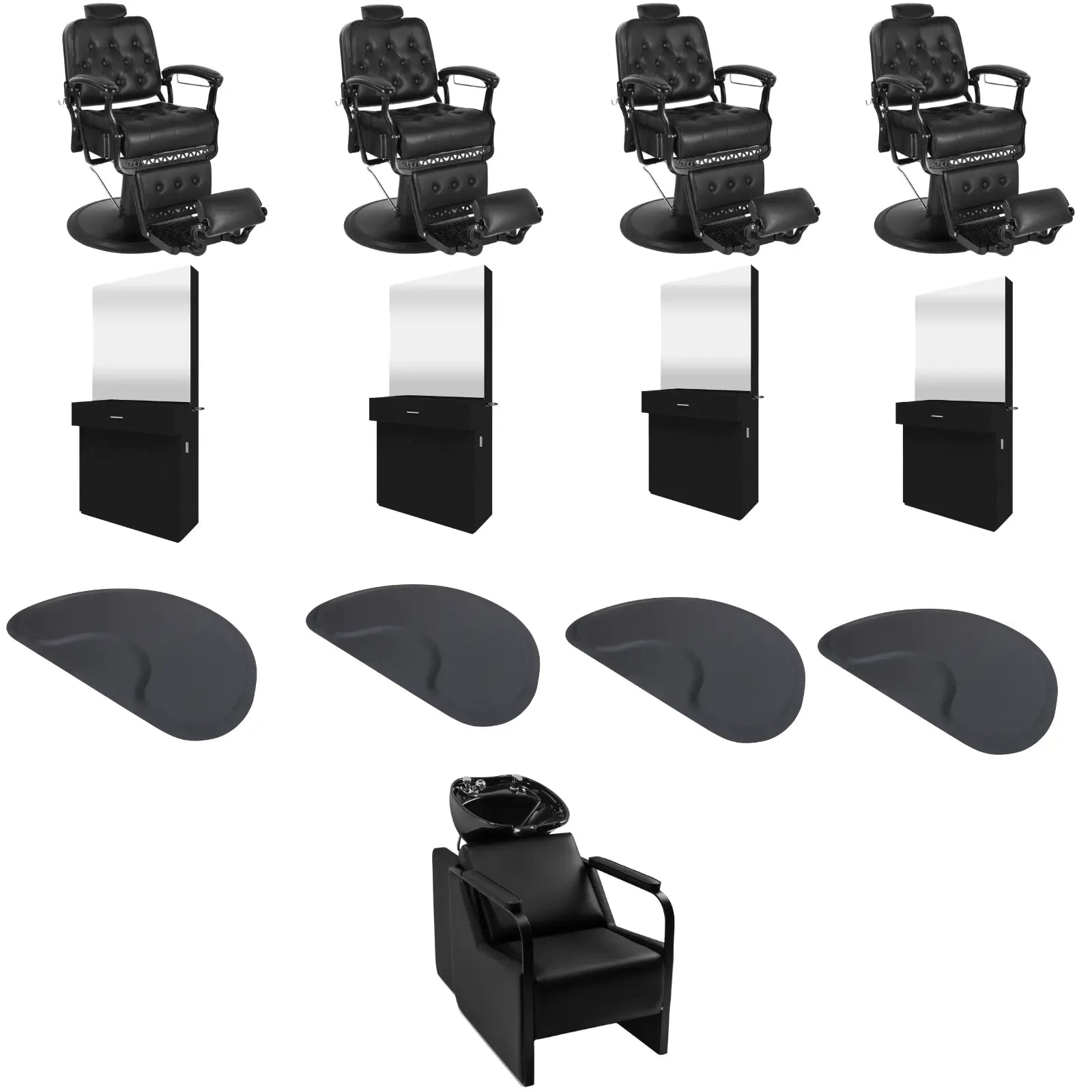 4-Station 5043 Barber Chair Bundle with Backwash