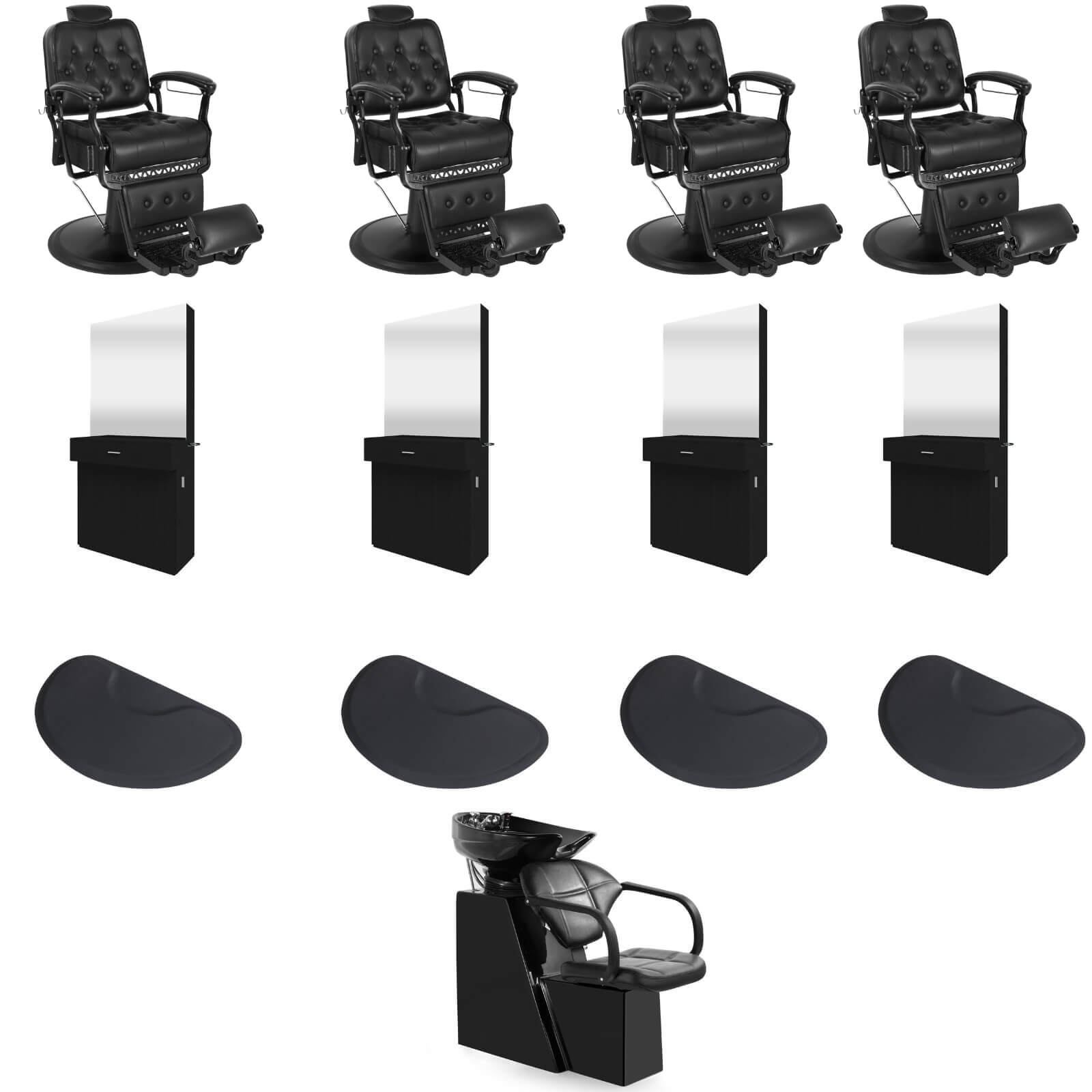#5043Black Barber Chairs Package with #1005 Shampoo Station