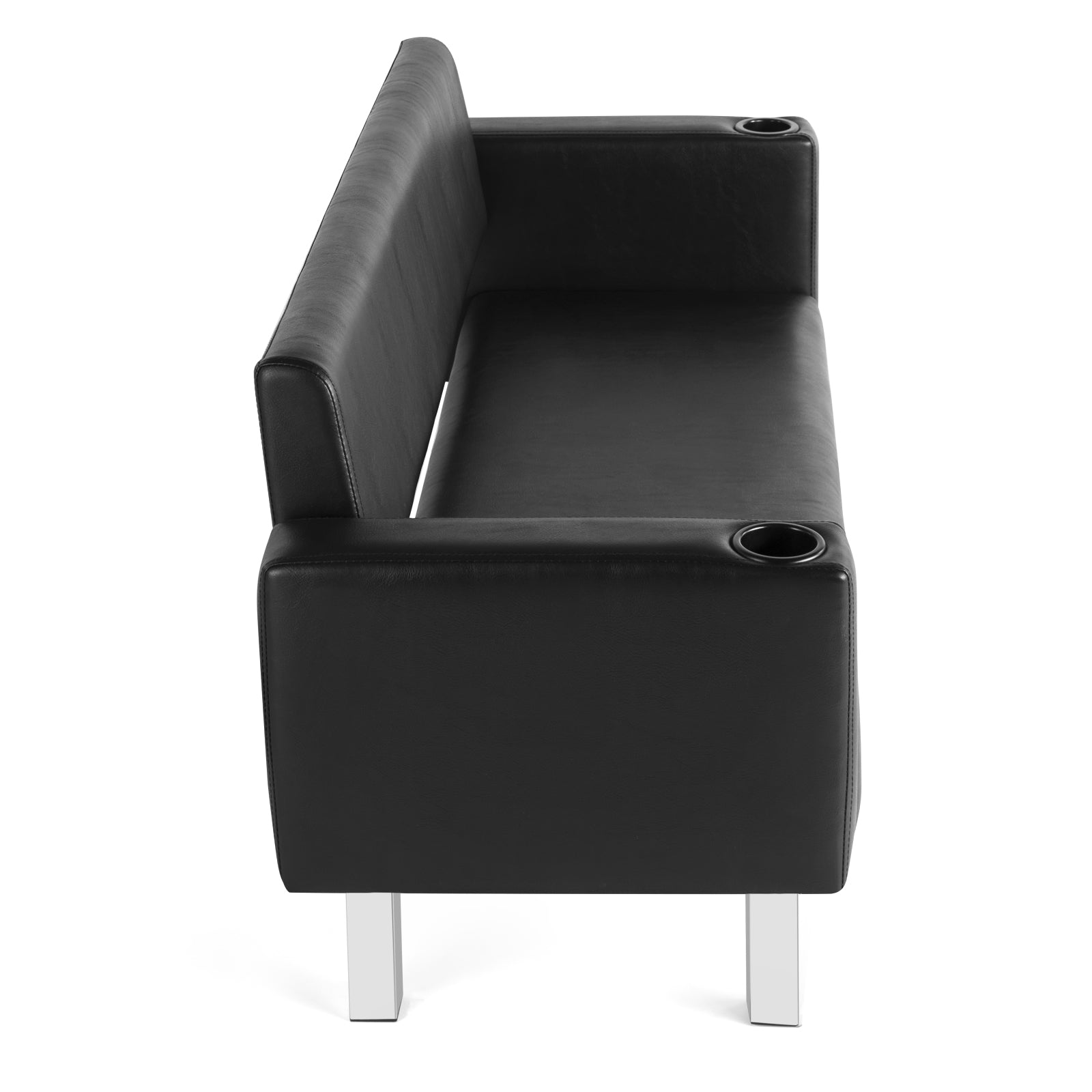 #1003 Office Reception Chairs Waiting Room Bench Guest Chairs Draped in PVC Leather, Leather Bench 60.6'' Conference Room Chairs with 2 Cup Holder Office Couch Stainless Steel Base Chair ASIN：B0C4PLXN31