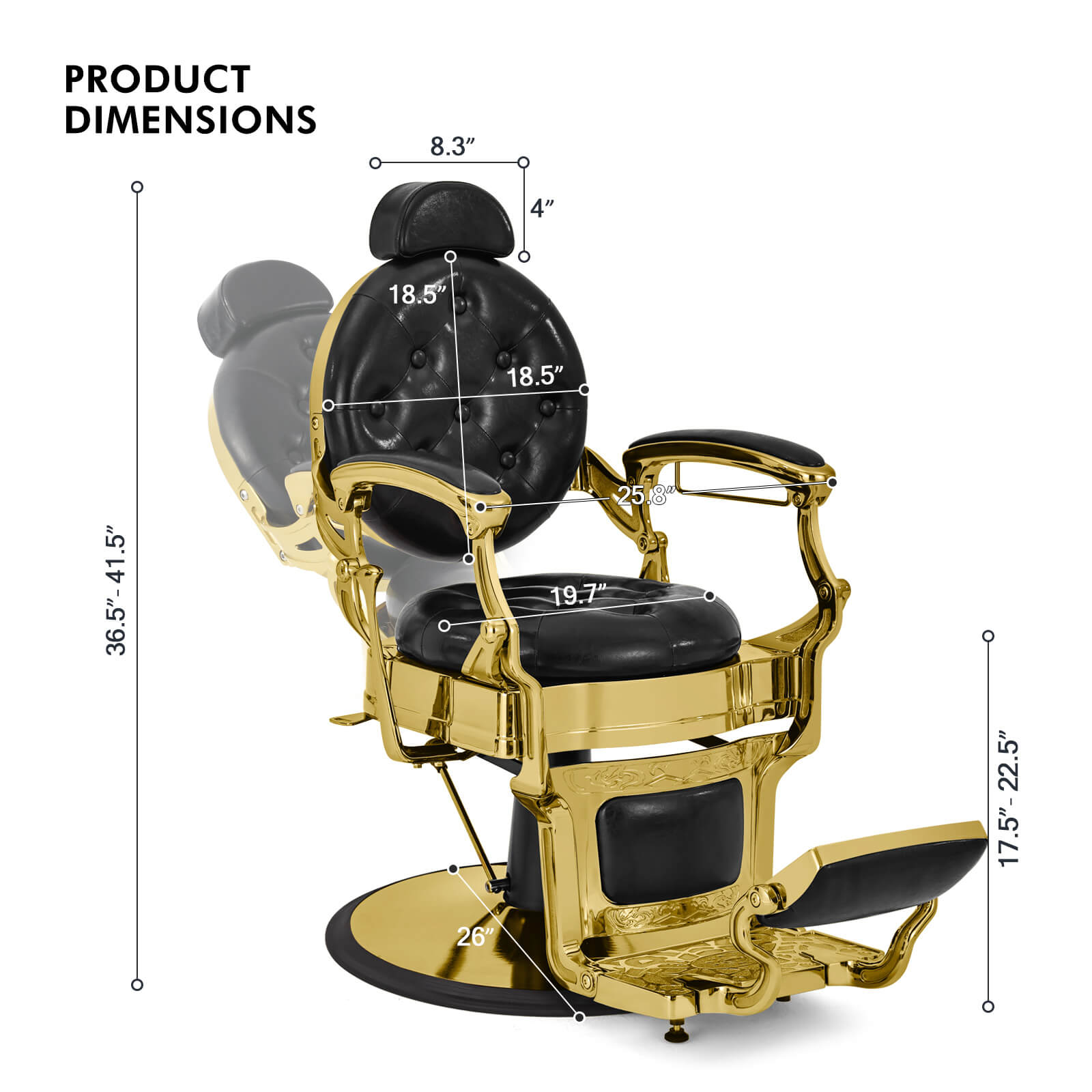 4 #5045 Gold Barber Chair Salon Package