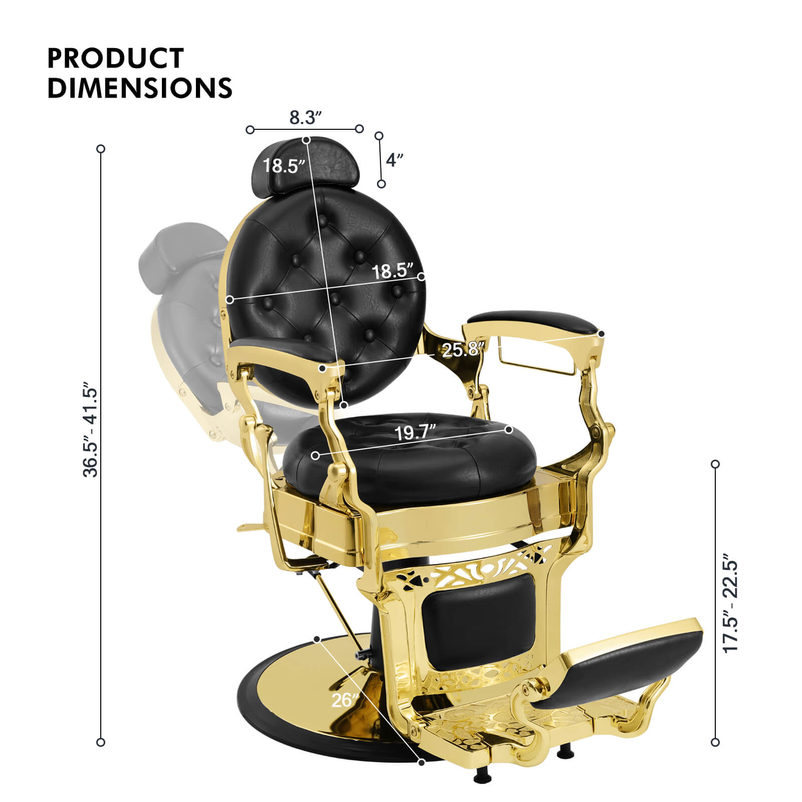 #5045Gold Barber Chairs Package with #1066Gold Shampoo Bed