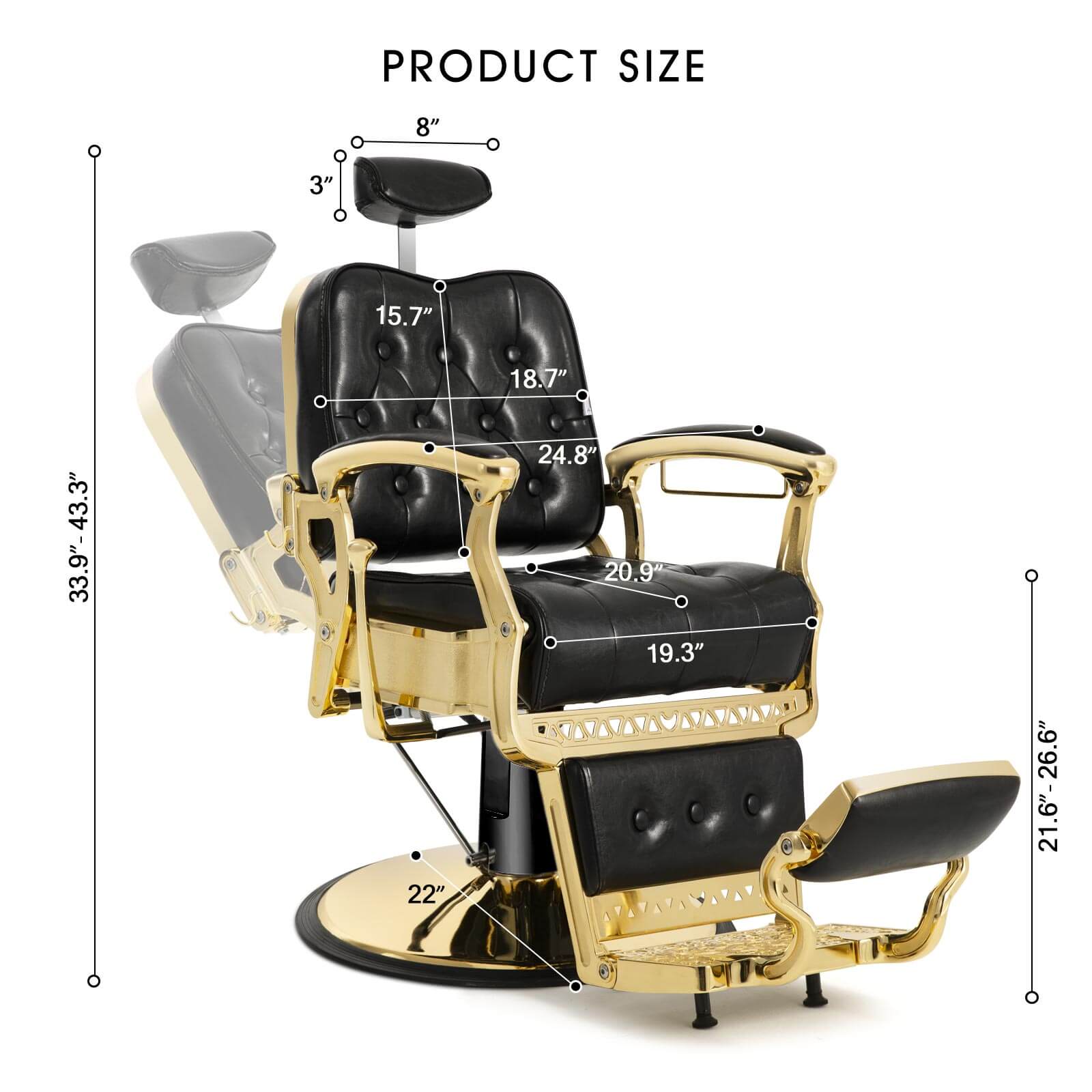 #5043 Heavy Duty Prestige Vintage Barber Chair (Gold)