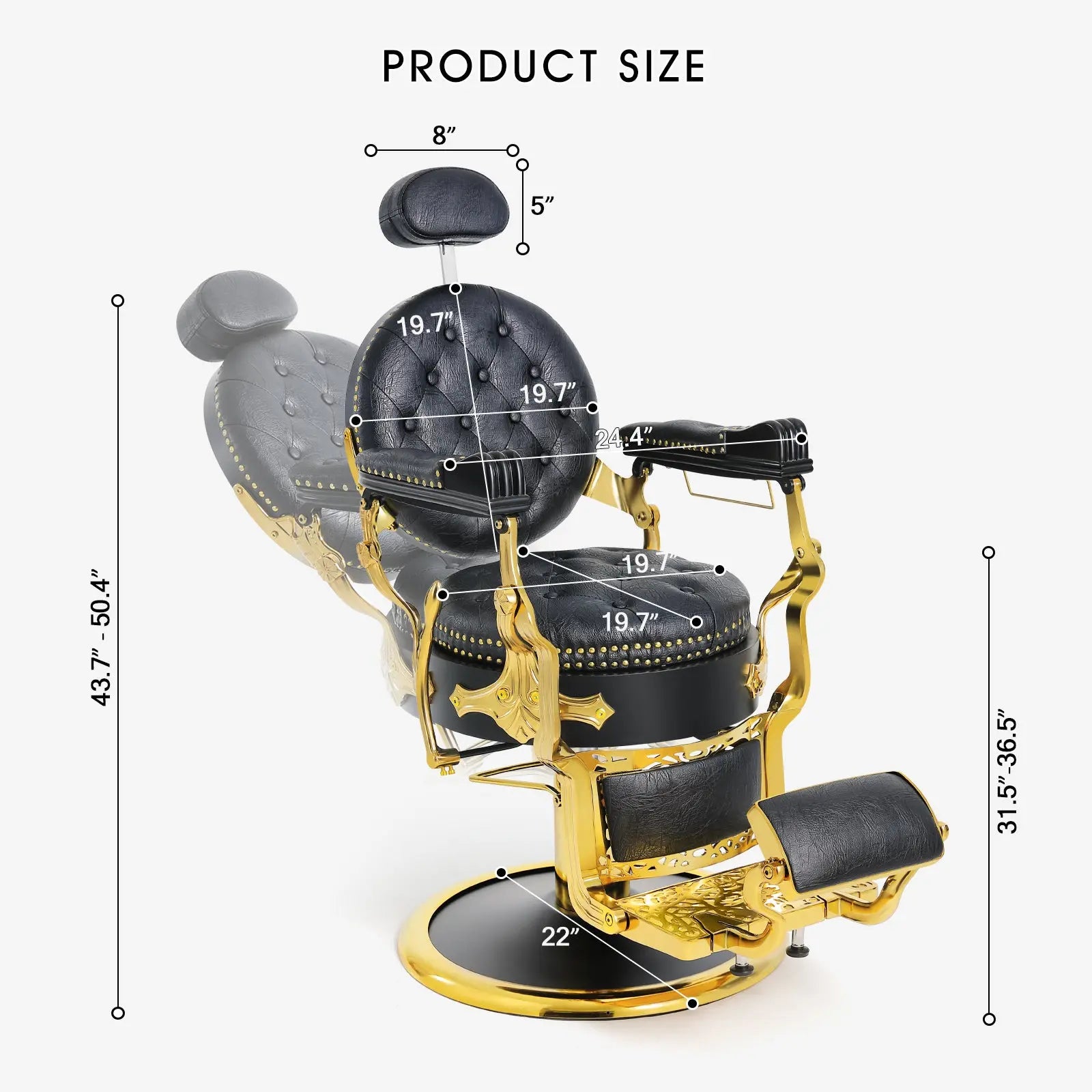 #5060 Royal Prestige Gold Barber Chair