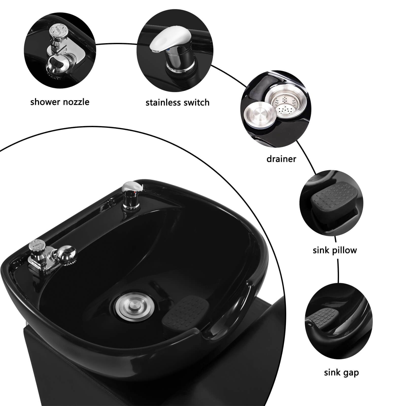 #1007 Shampoo Station Backwash Chair Shampoo Bowl Sink Unit Station Artist hand