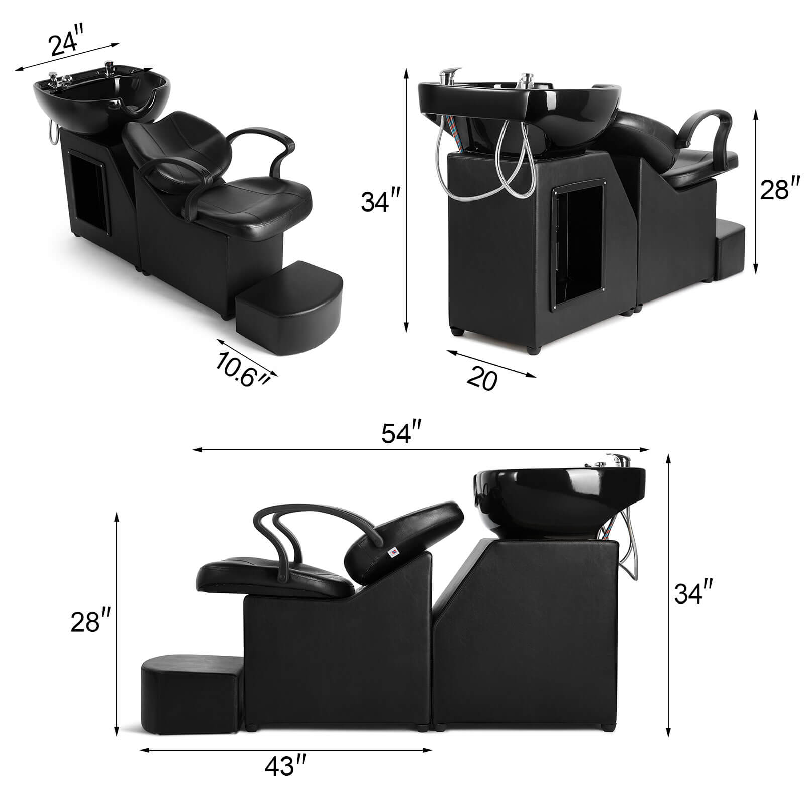 #1008 Shampoo Station Backwash Chair Shampoo Bowl Sink Unit Station Artist hand