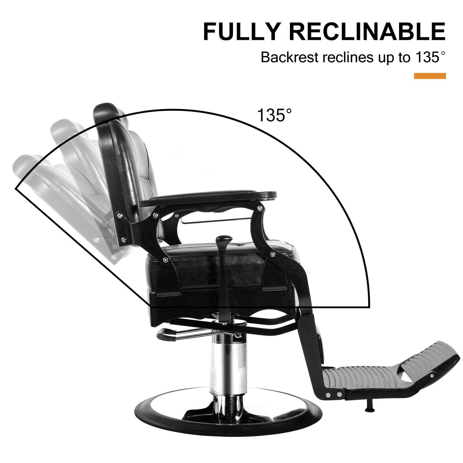 #5046 Silla de peluquero reclinable hidráulica de servicio pesado vintage